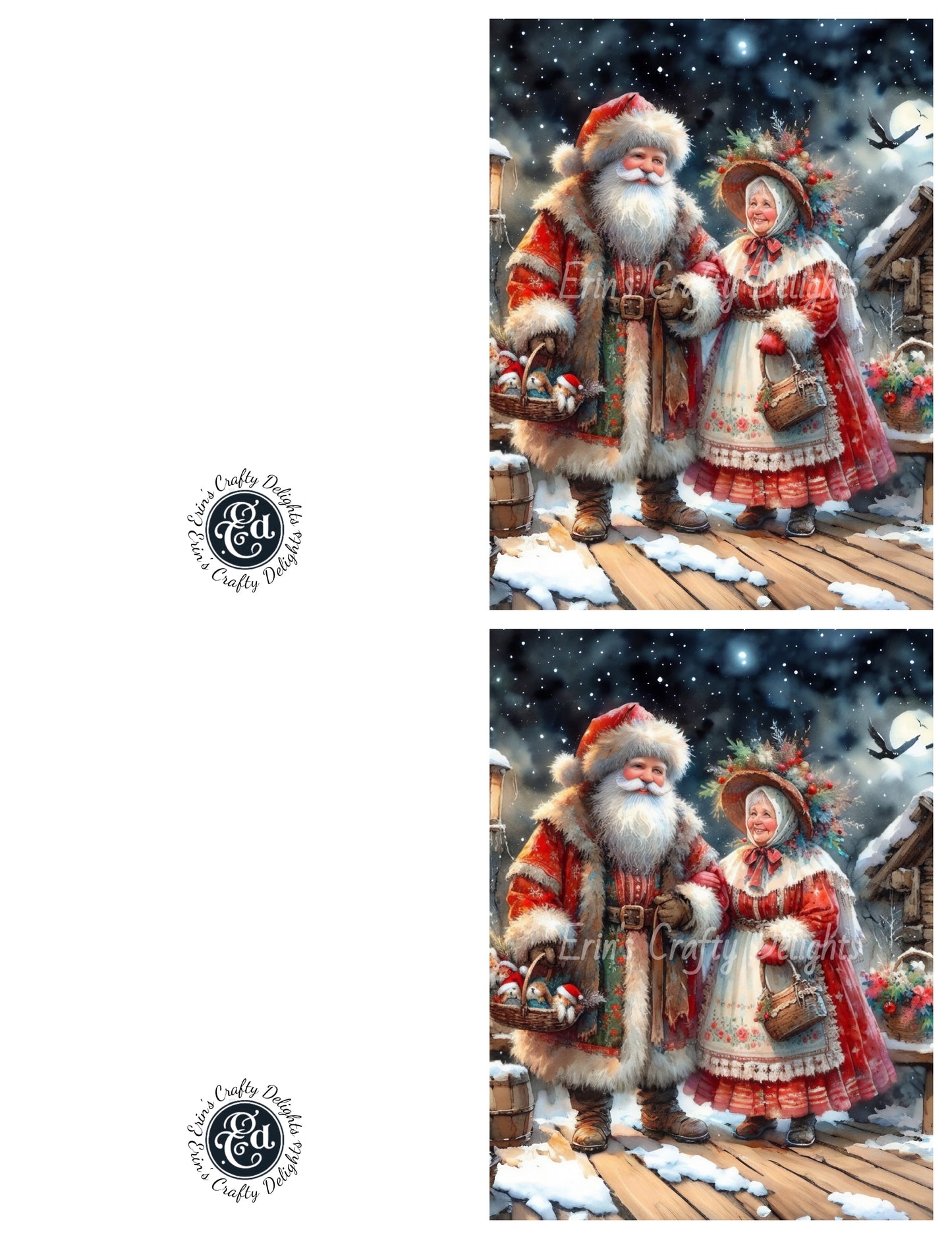1 Cute Mr & Mrs Claus Christmas Card