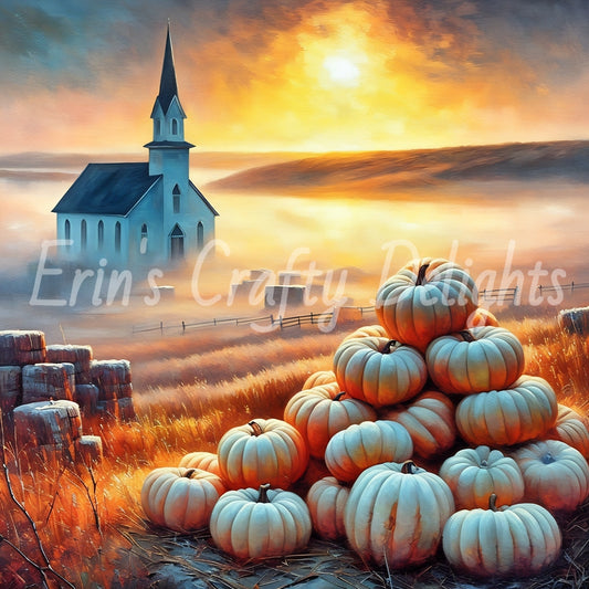 Foggy Fall Morning Church Set 1