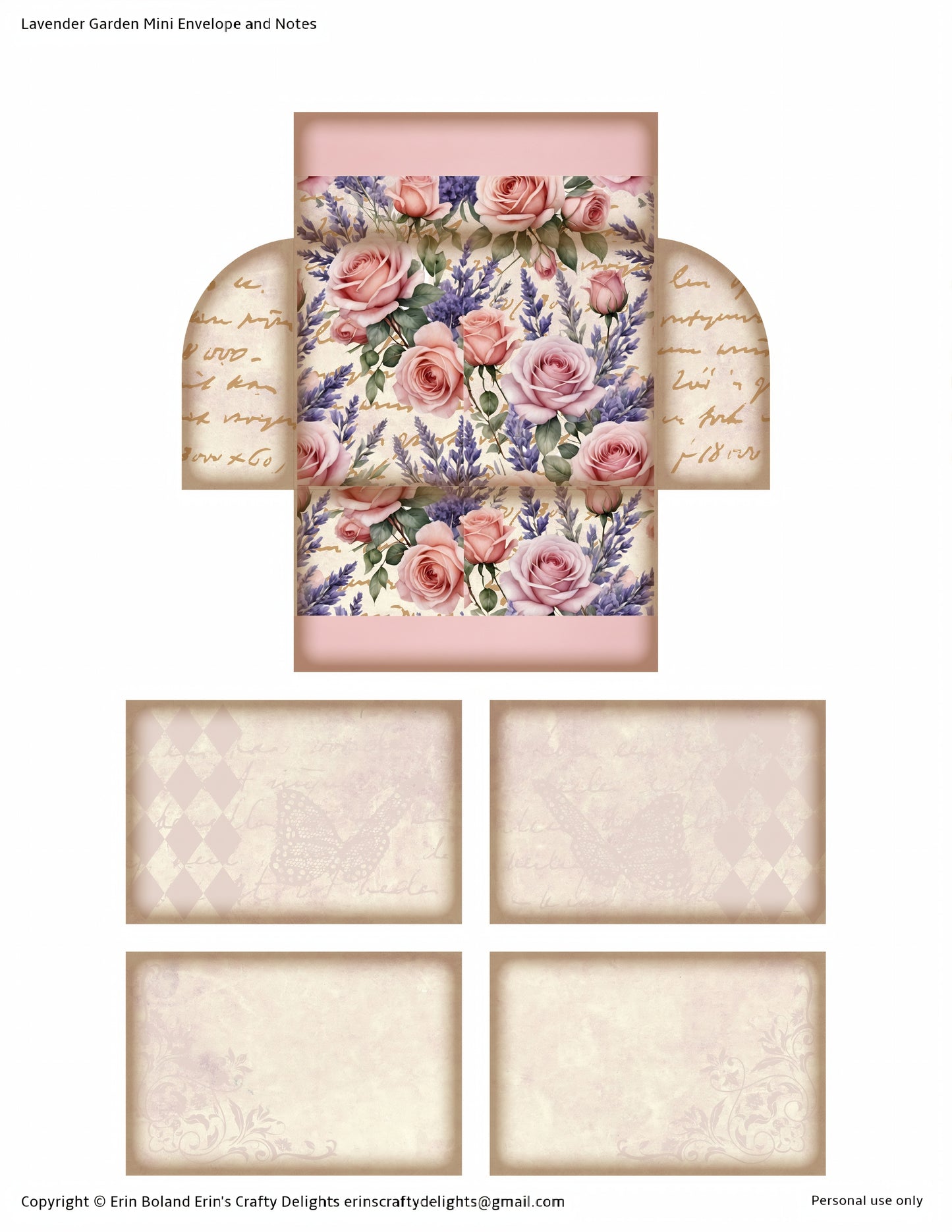 Lavender Garden Mini Envelope and Notes