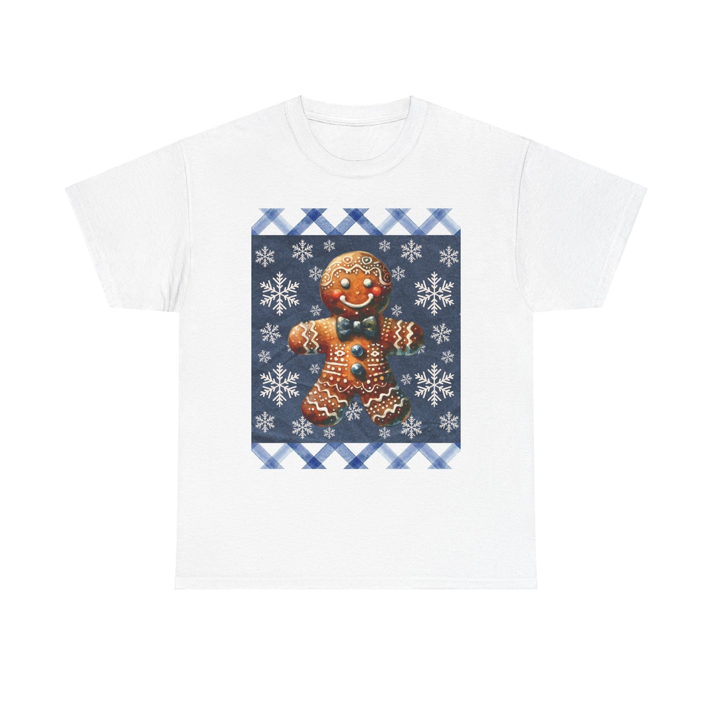 Snowy Gingerbread Man Unisex Heavy Cotton Tee