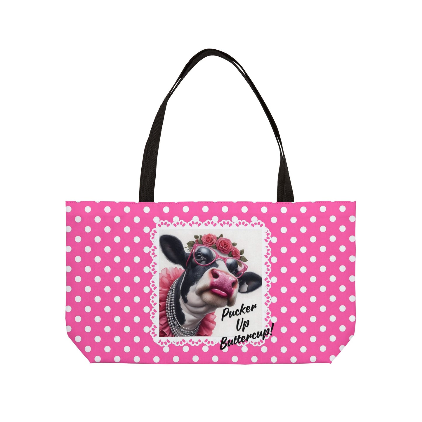 Weekender Tote Bag - Pucker Up Buttercup Holstein Cow Design