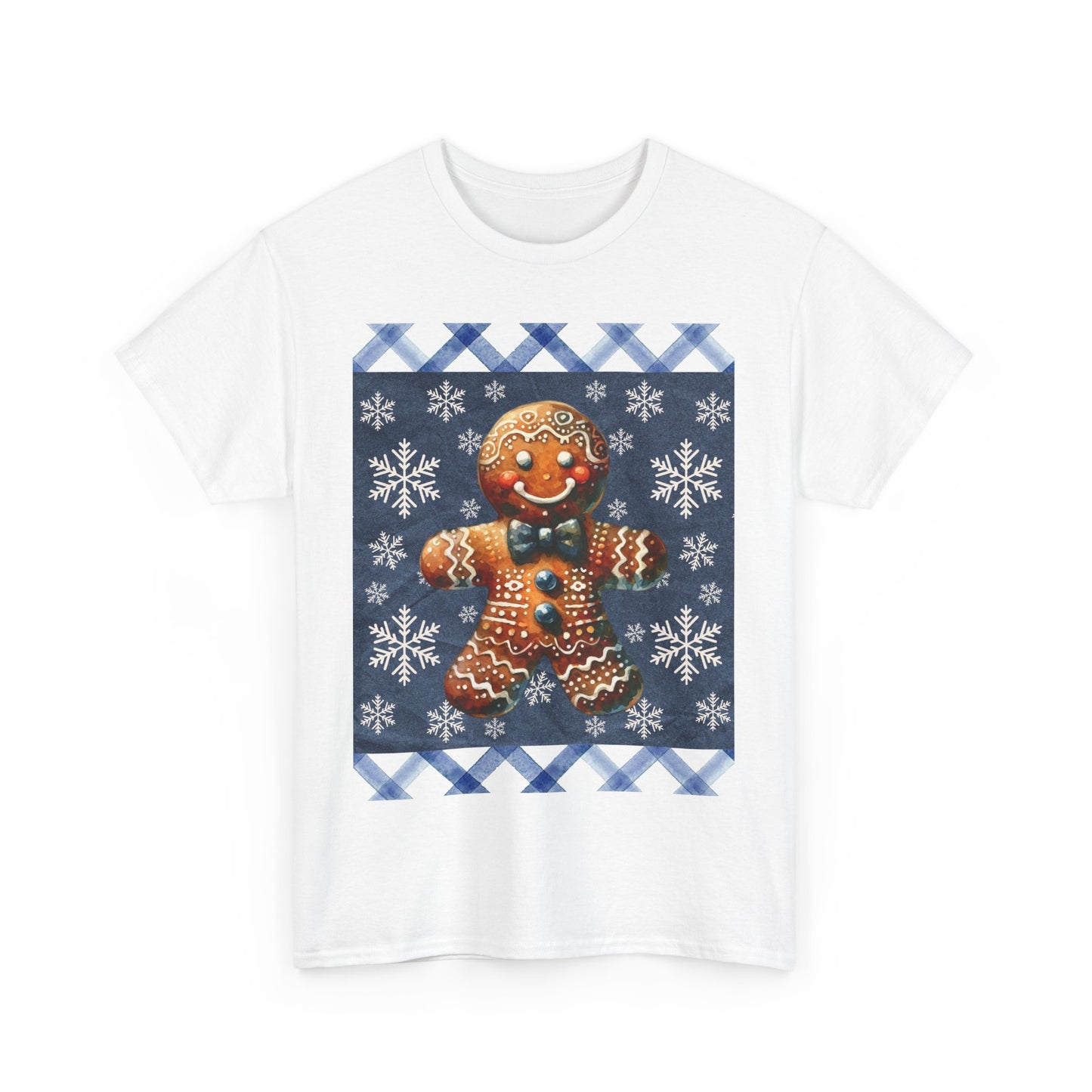 Snowy Gingerbread Man Unisex Heavy Cotton Tee