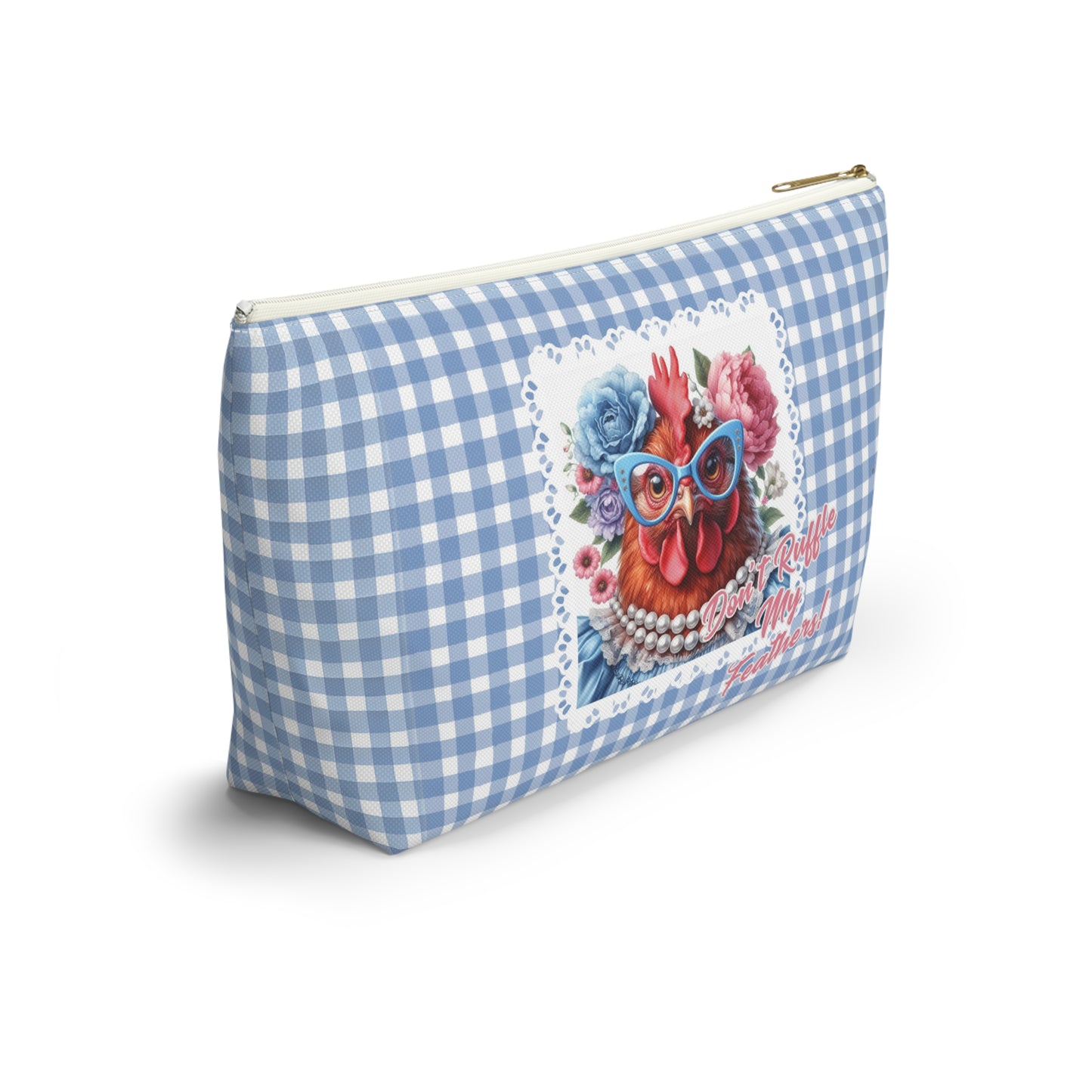 Accessory Pouch - Ruffled Feathers Red Hen Gingham Check Design