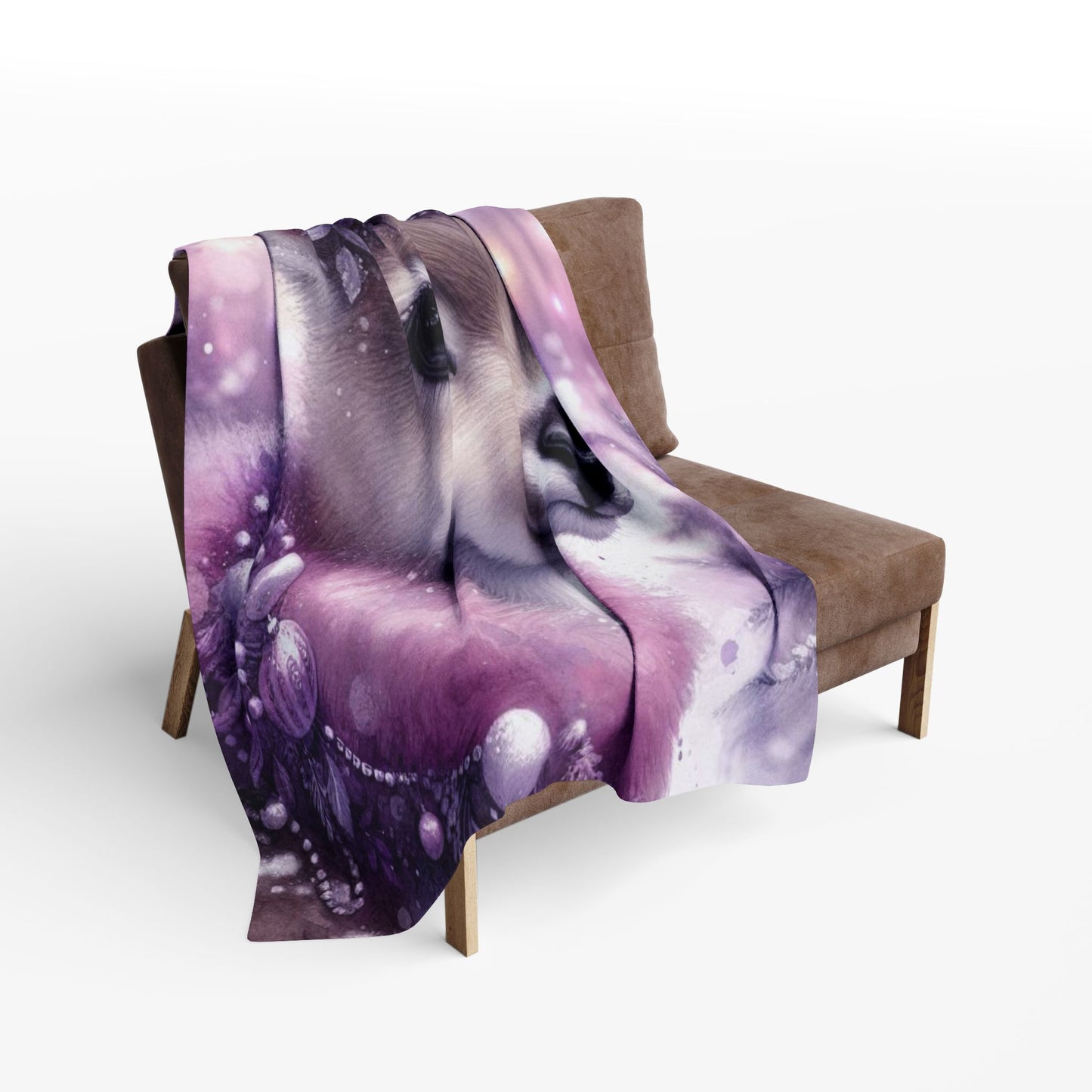 Fleece Blanket - Purple Fawn with Christmas Decorations