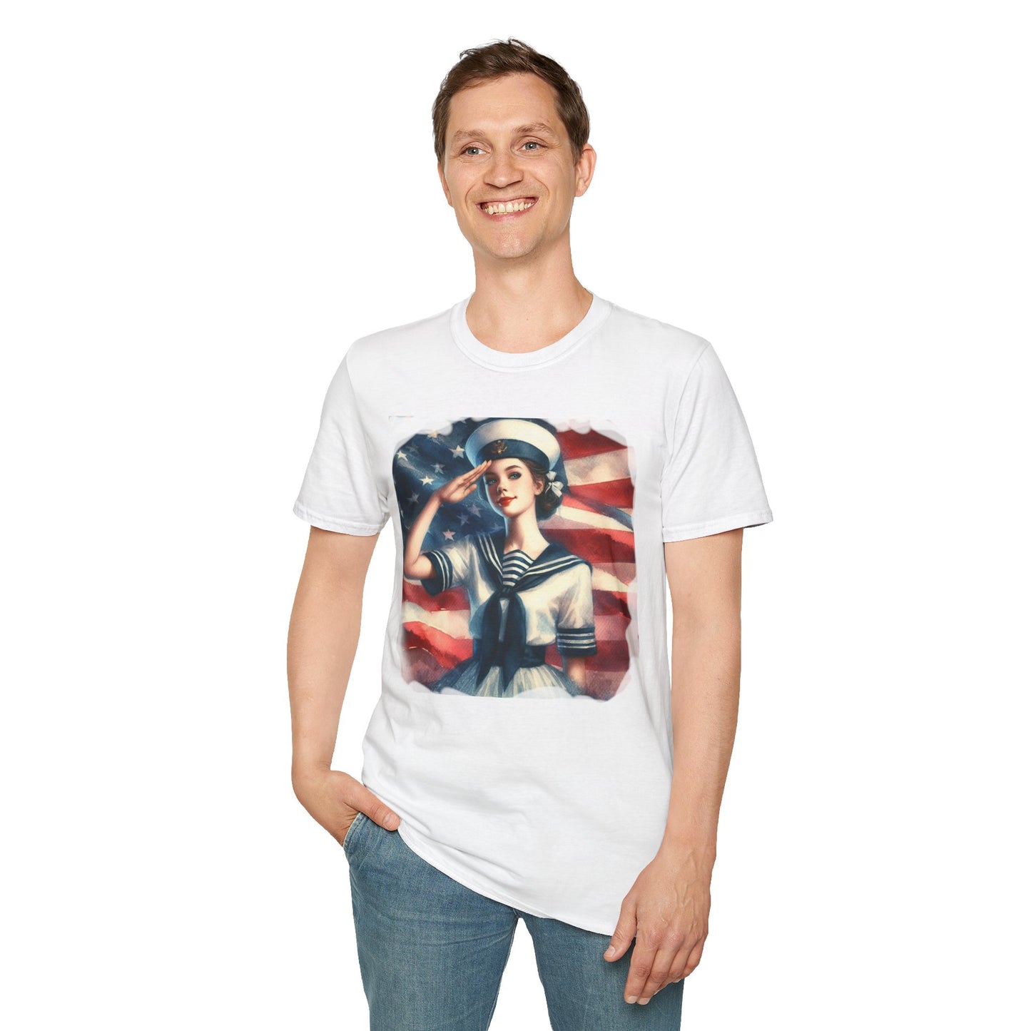 Vintage Sailor Girl Patriotic T-Shirt