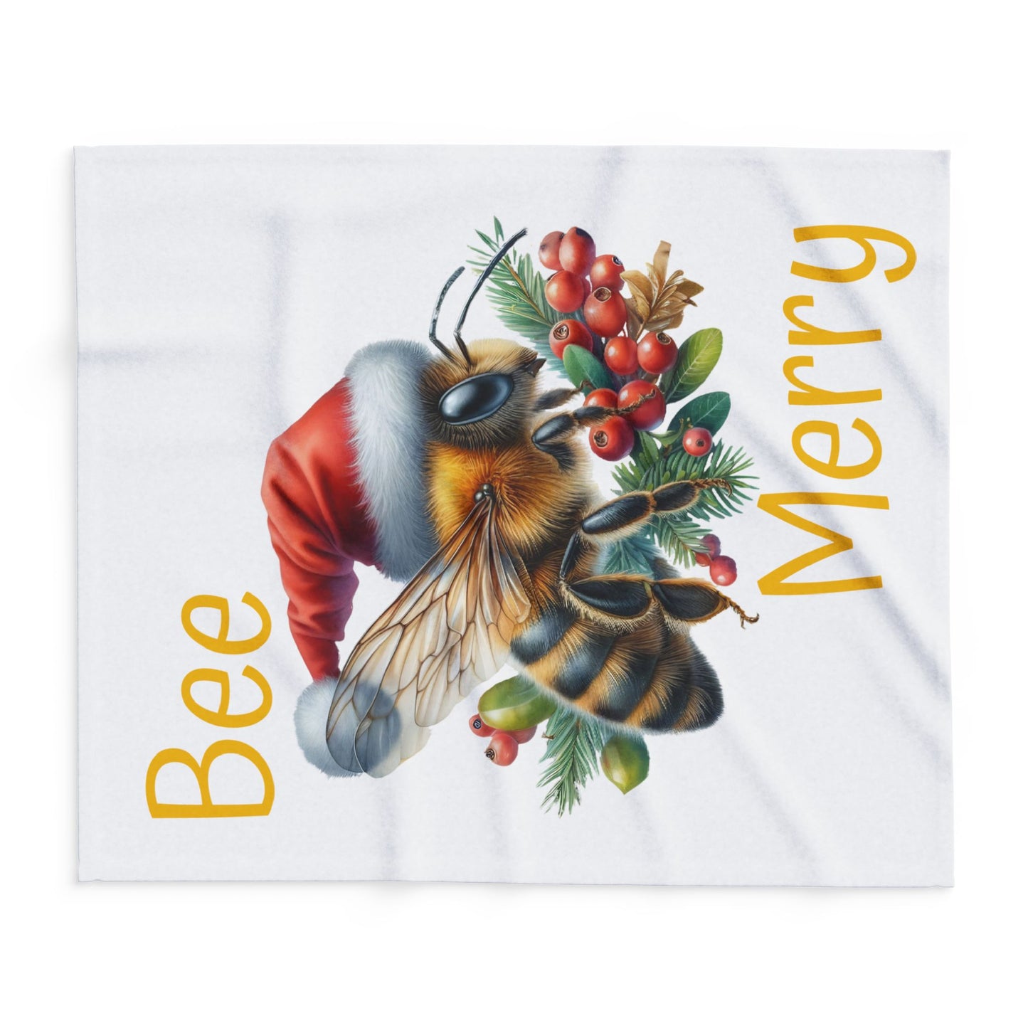 Fleece Blanket Bee Merry Honeybee Christmas