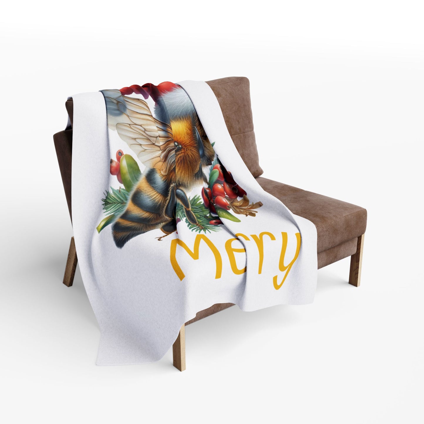 Fleece Blanket Bee Merry Honeybee Christmas