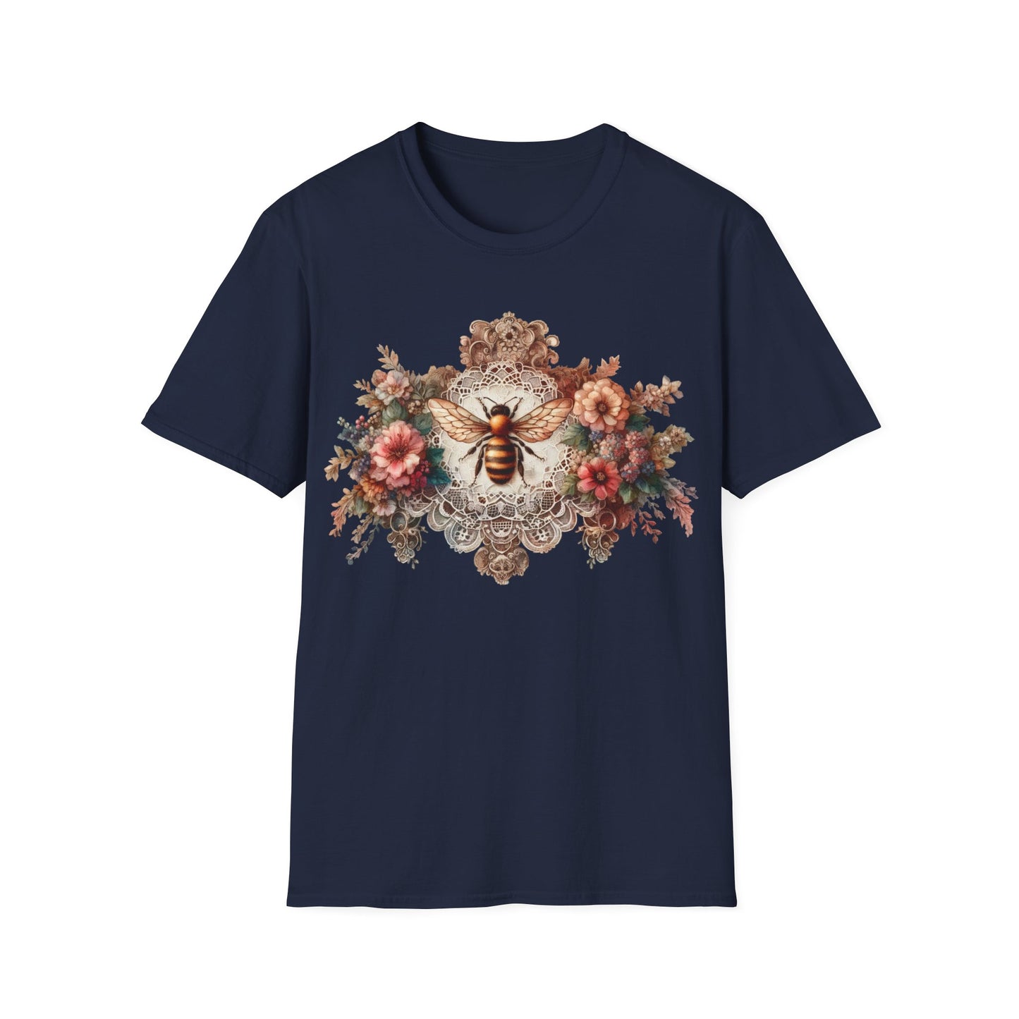 Vintage Inspired Tshirt, Women's Clothing, Lace Honey Bee Design, Gift for Her