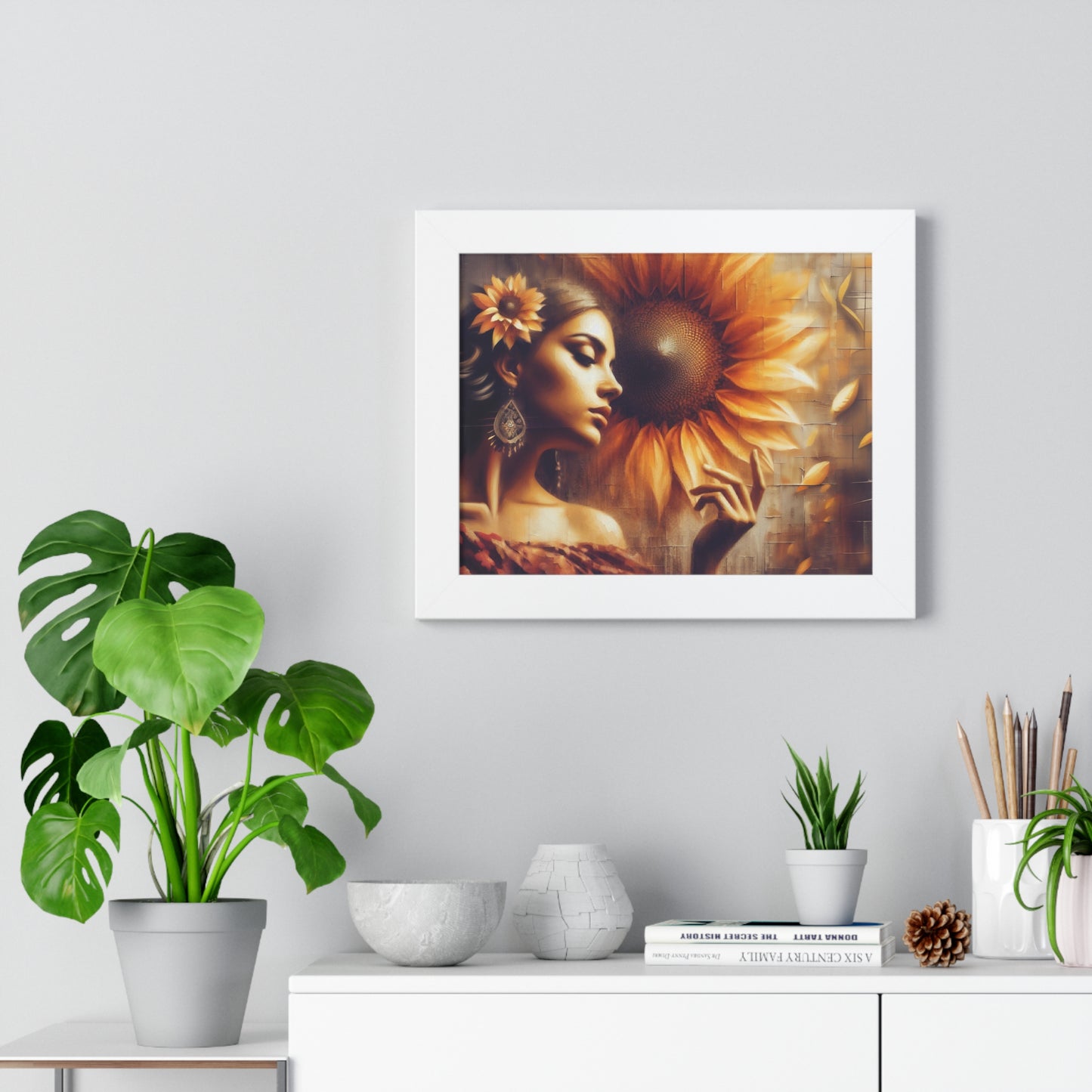 Poetic Sunflower Framed Horizontal Poster