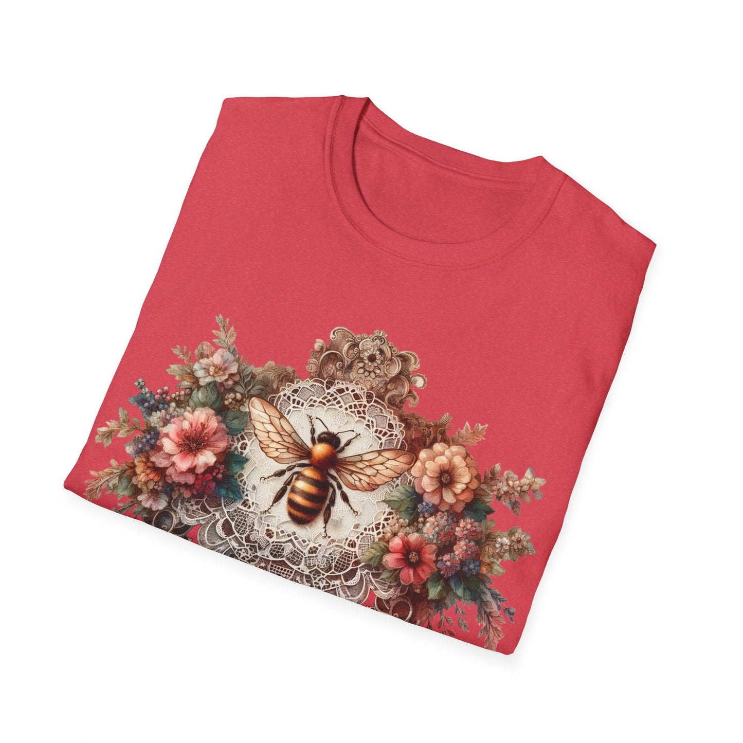 Vintage Inspired Tshirt, Women's Clothing, Lace Honey Bee Design, Gift for Her
