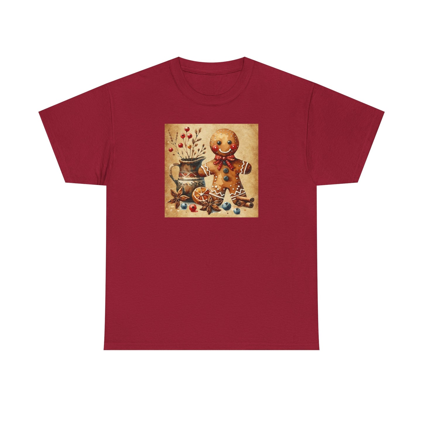 Rustic Gingerbread Man Unisex Heavy Cotton Tee