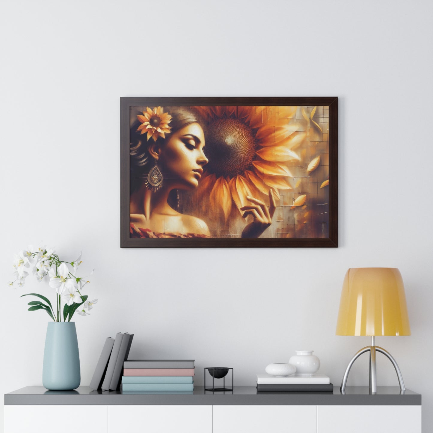 Poetic Sunflower Framed Horizontal Poster