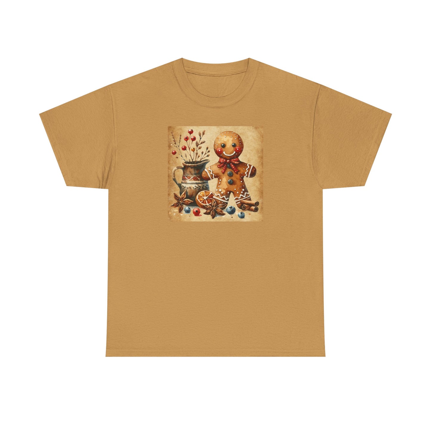 Rustic Gingerbread Man Unisex Heavy Cotton Tee