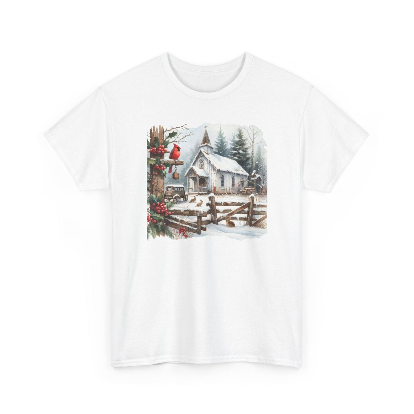 Old Church in Winter Unisex Heavy Cotton Tee