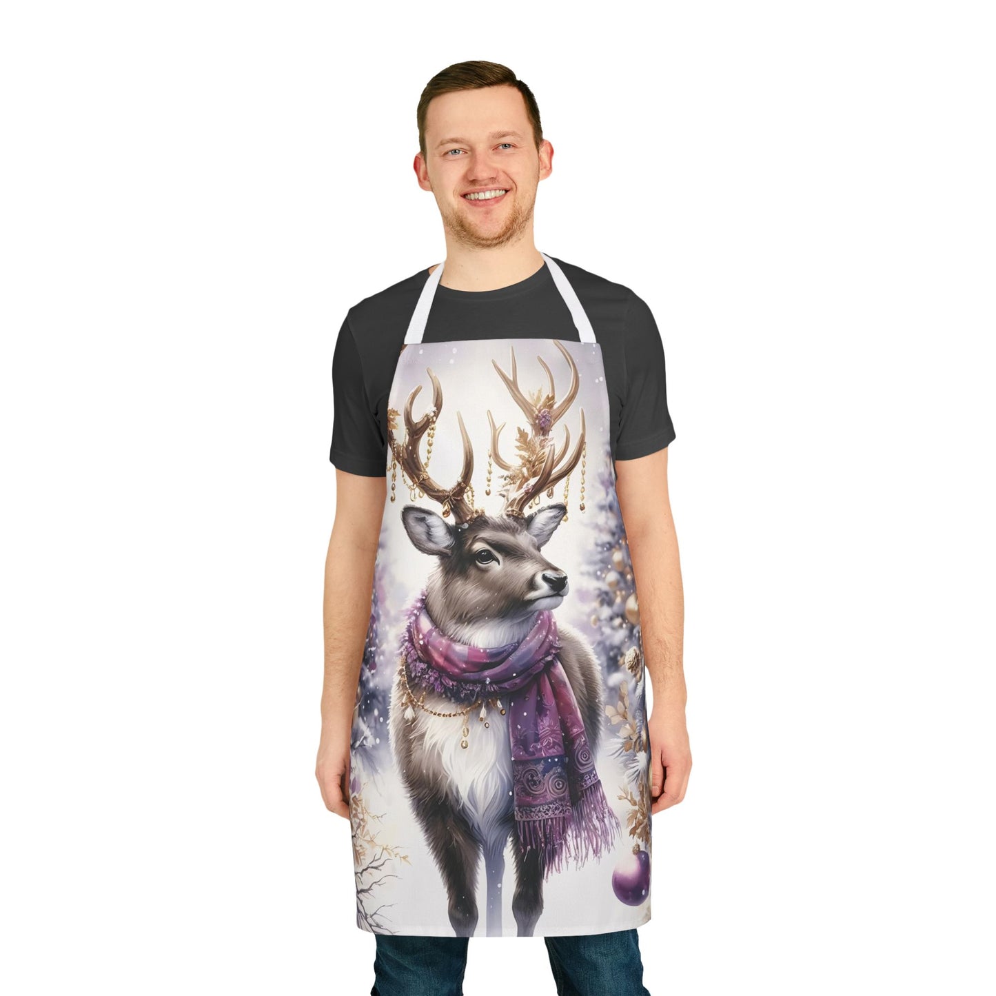 Apron Purple Reindeer Christmas