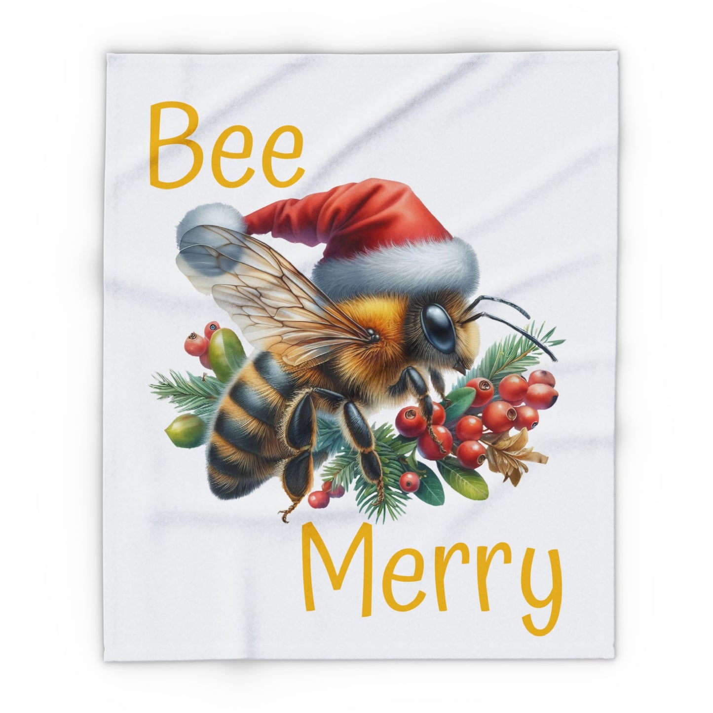 Fleece Blanket Bee Merry Honeybee Christmas