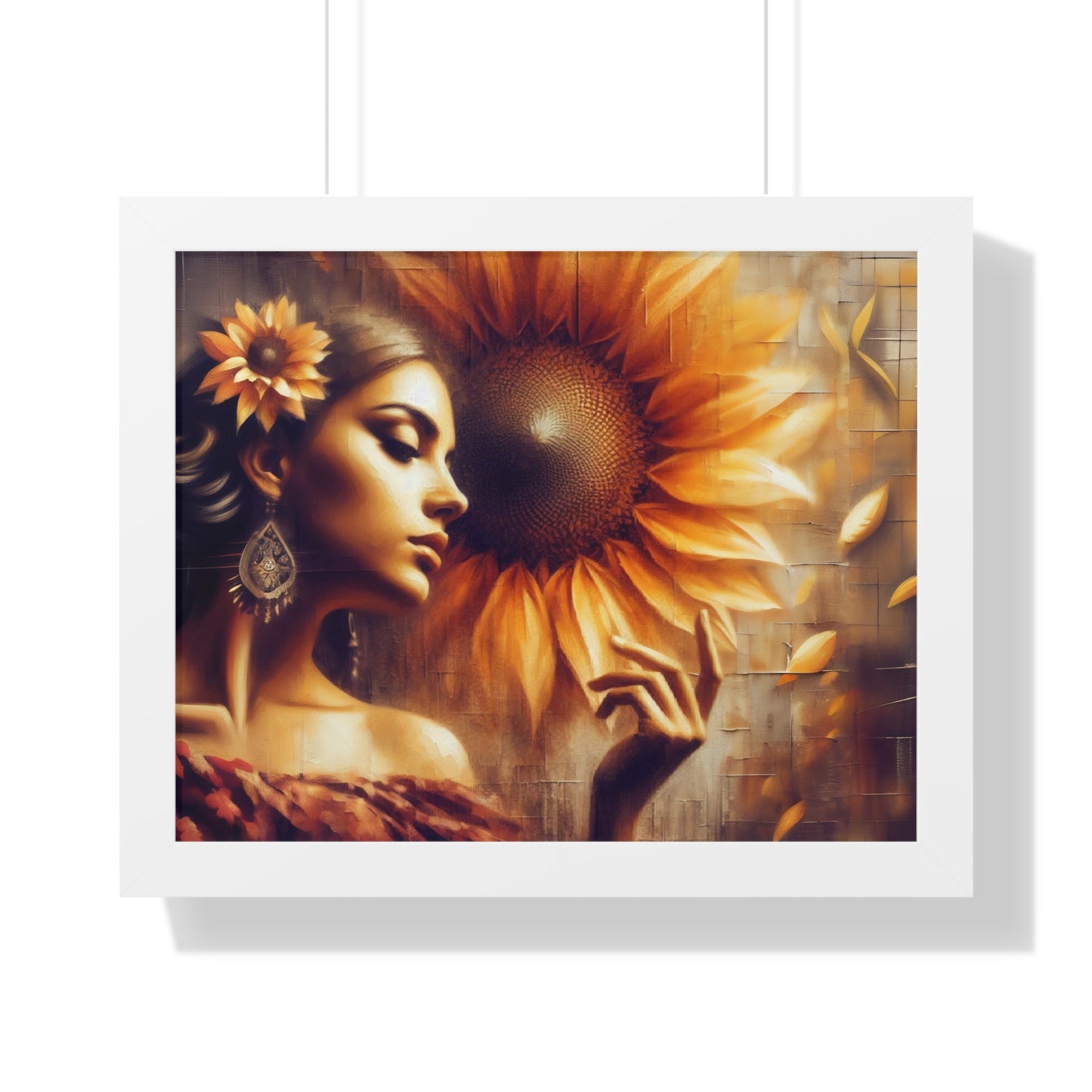 Poetic Sunflower Framed Horizontal Poster