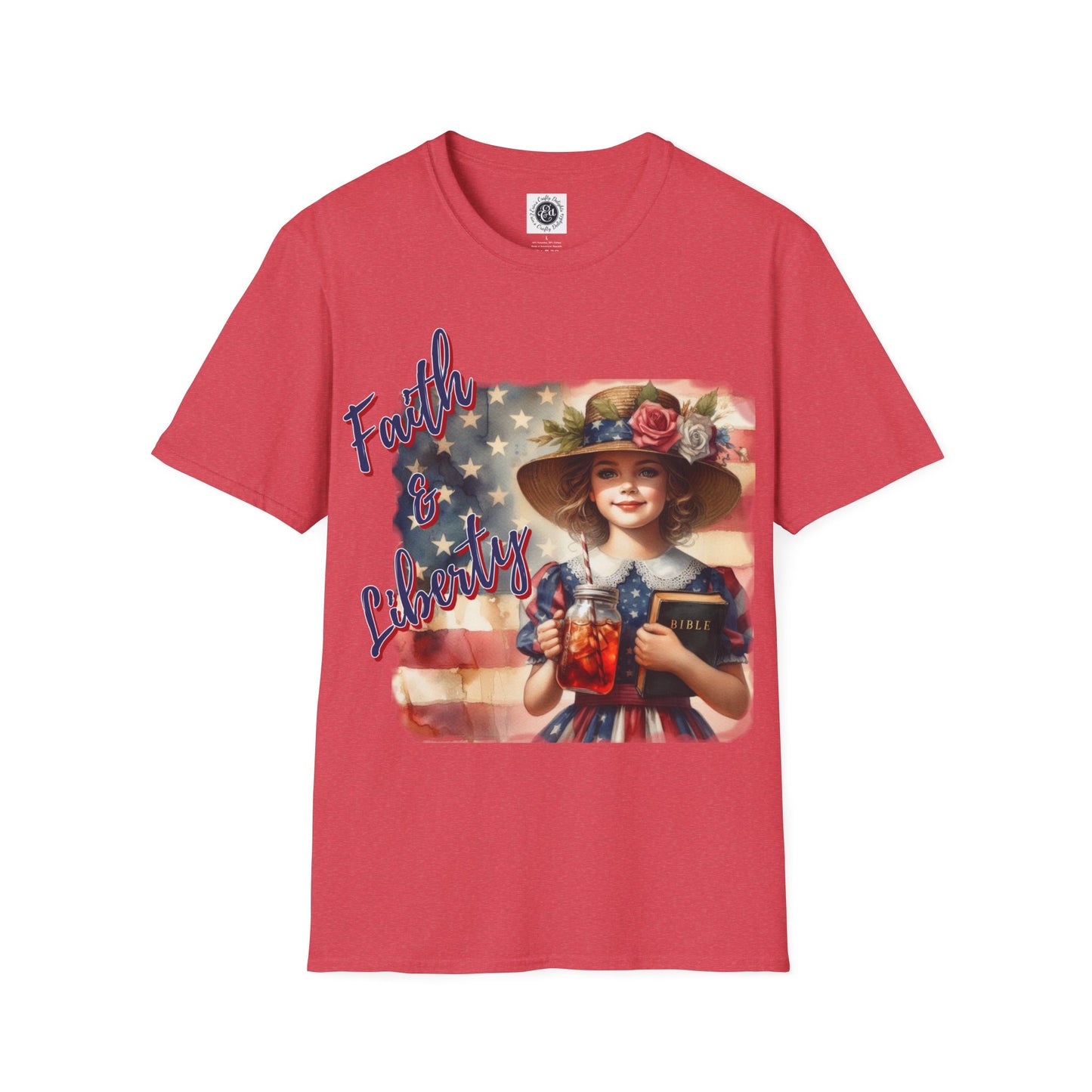Faith and Liberty Patriotic Pride Flag T-shirt - Women's Clothing Gift for Her, Gift for Women, Independence Day 4th of July