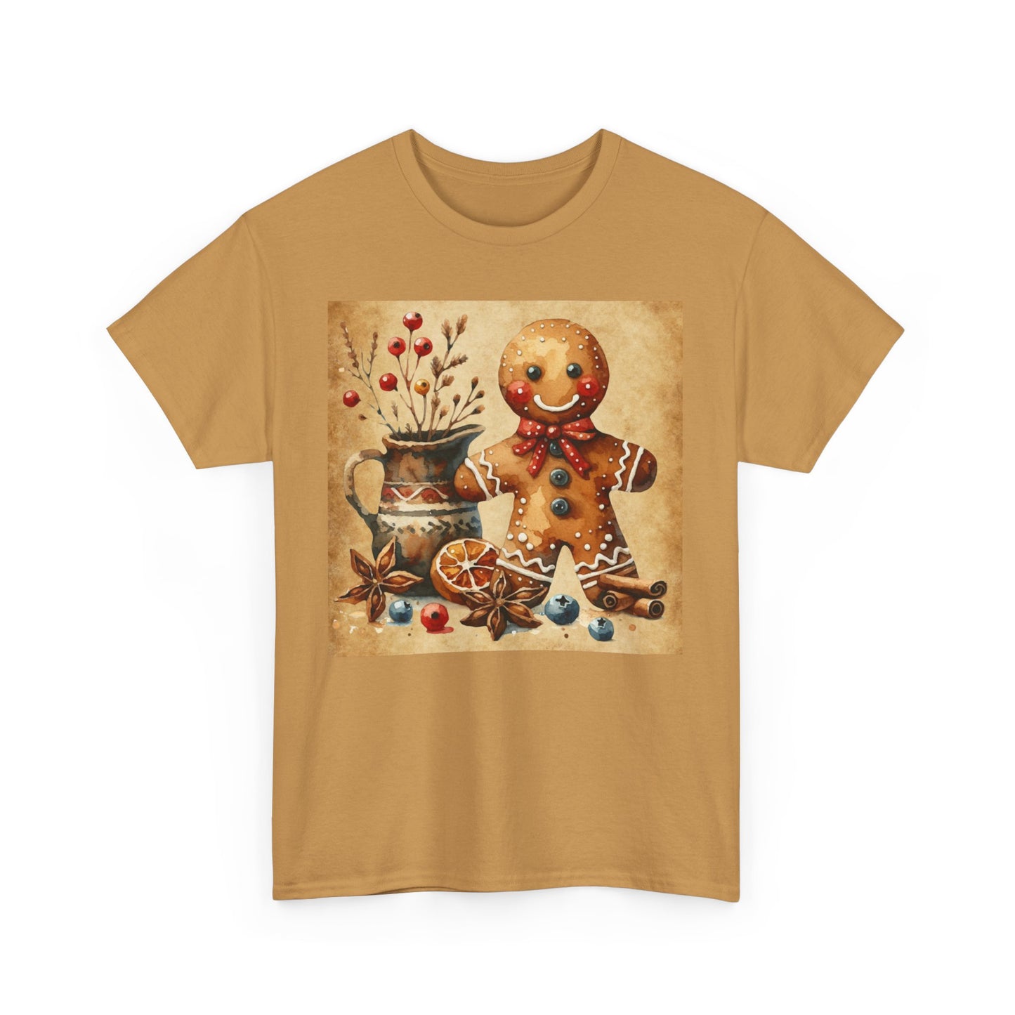Rustic Gingerbread Man Unisex Heavy Cotton Tee