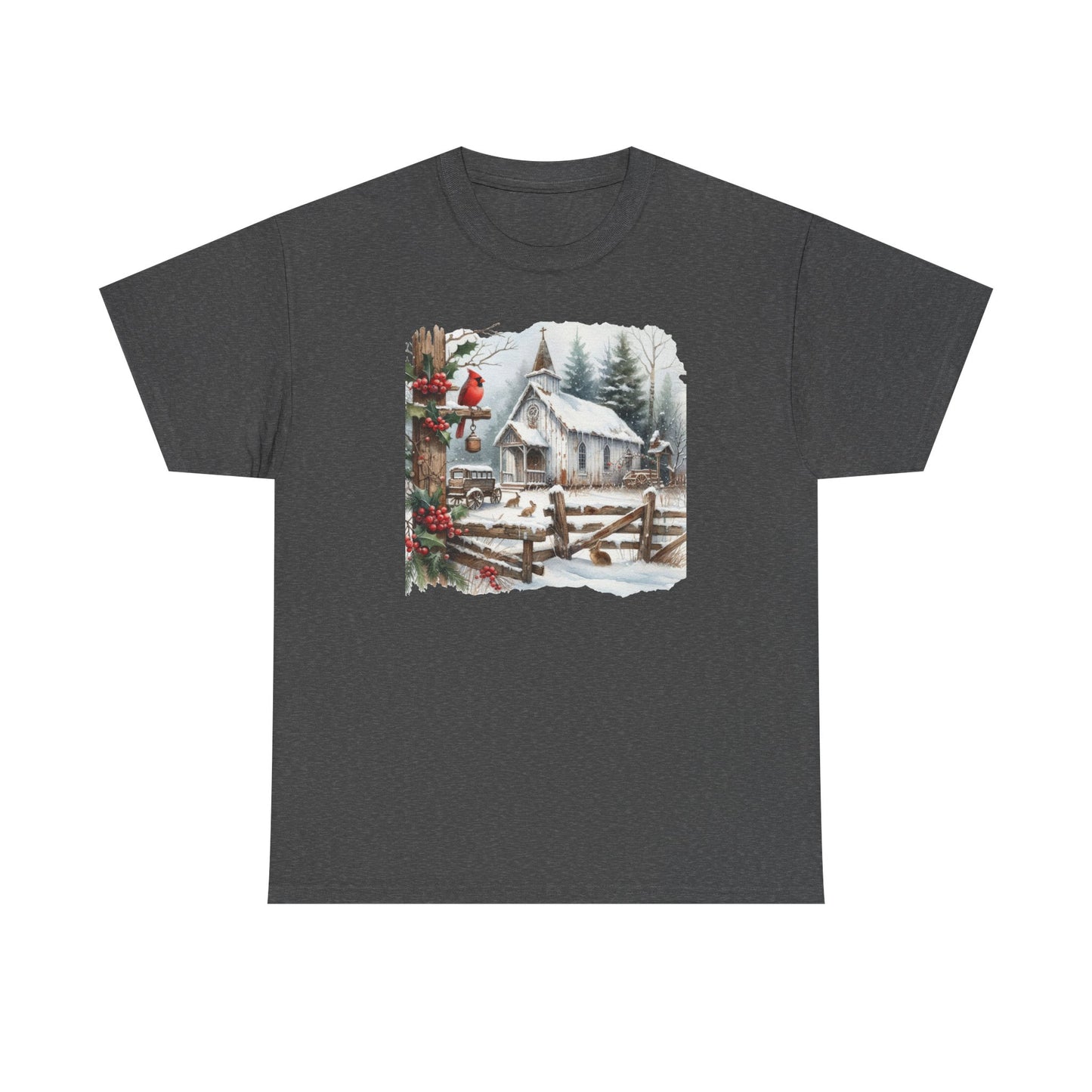 Old Church in Winter Unisex Heavy Cotton Tee