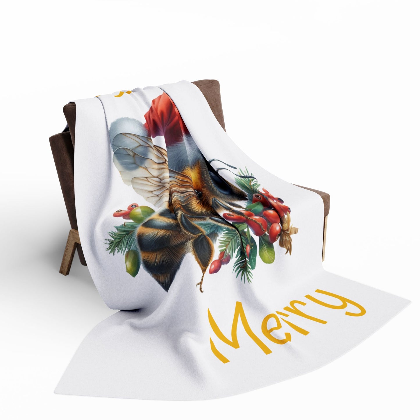 Fleece Blanket Bee Merry Honeybee Christmas