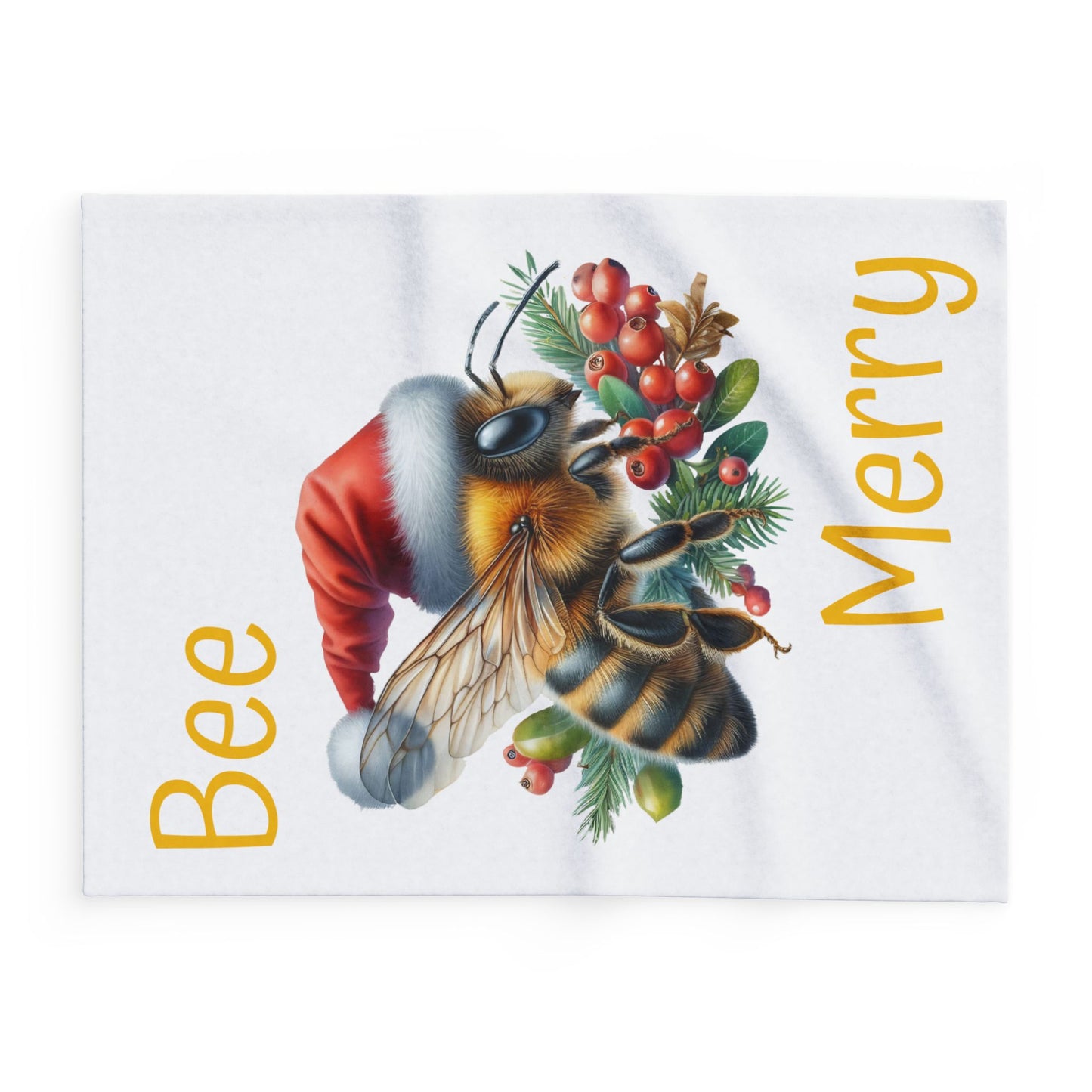 Fleece Blanket Bee Merry Honeybee Christmas
