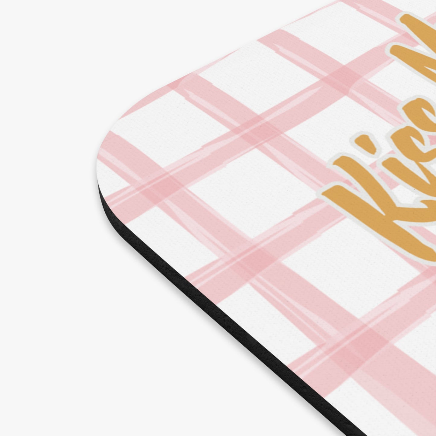 Mouse Pad - Kiss My Cotton Tail! Bunny Pink Grid Design