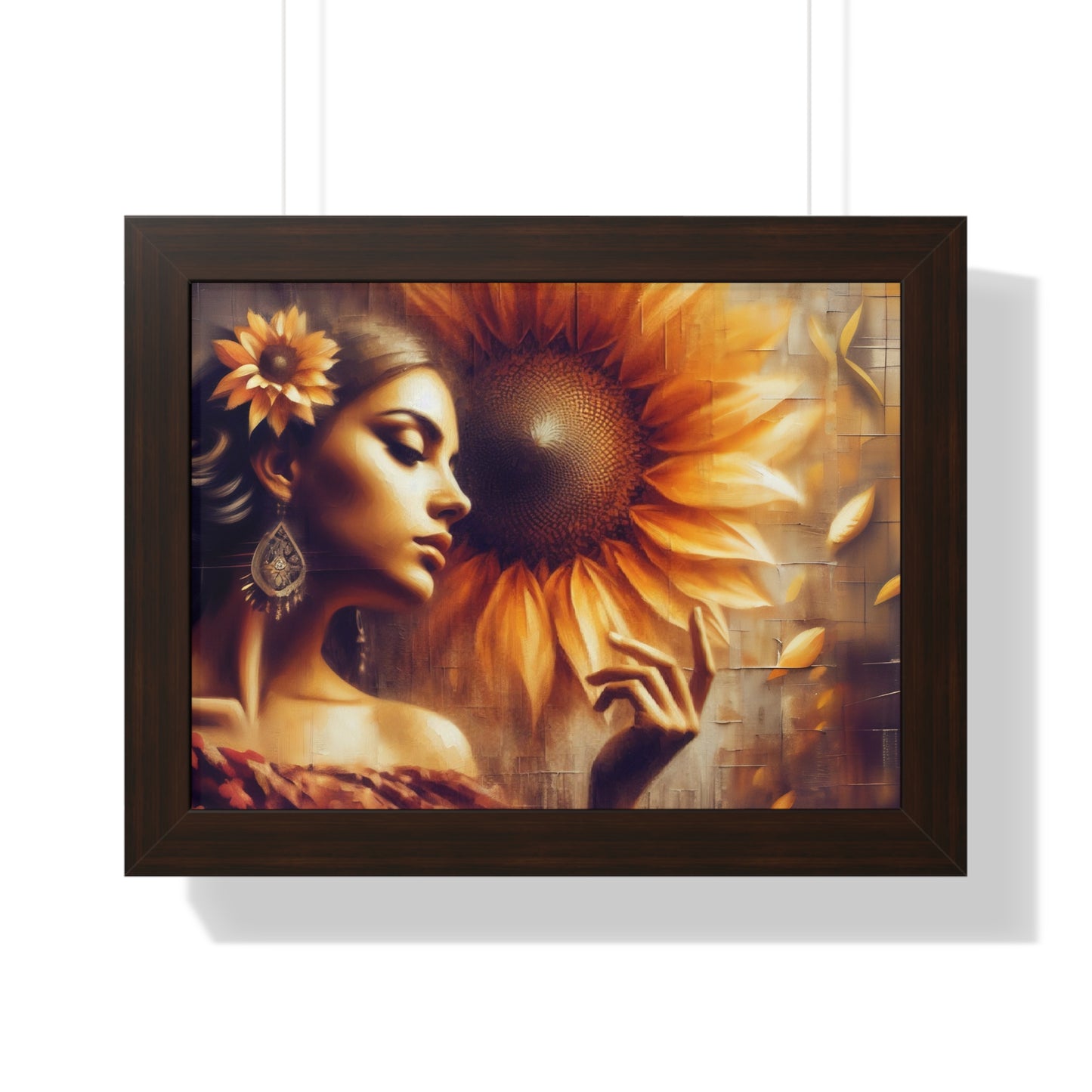 Poetic Sunflower Framed Horizontal Poster