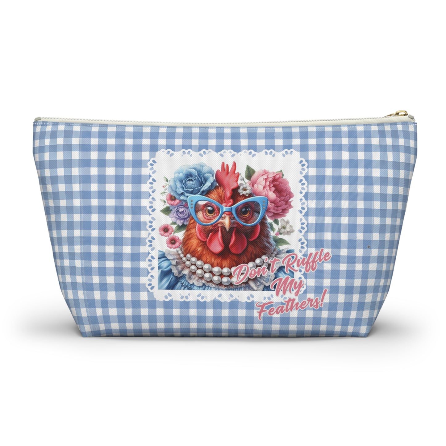 Accessory Pouch - Ruffled Feathers Red Hen Gingham Check Design