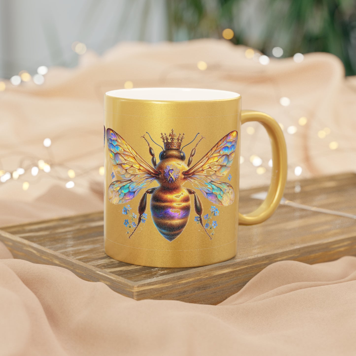 Alzheimer's Awareness Bee Metallic Mug (Silver\Gold)