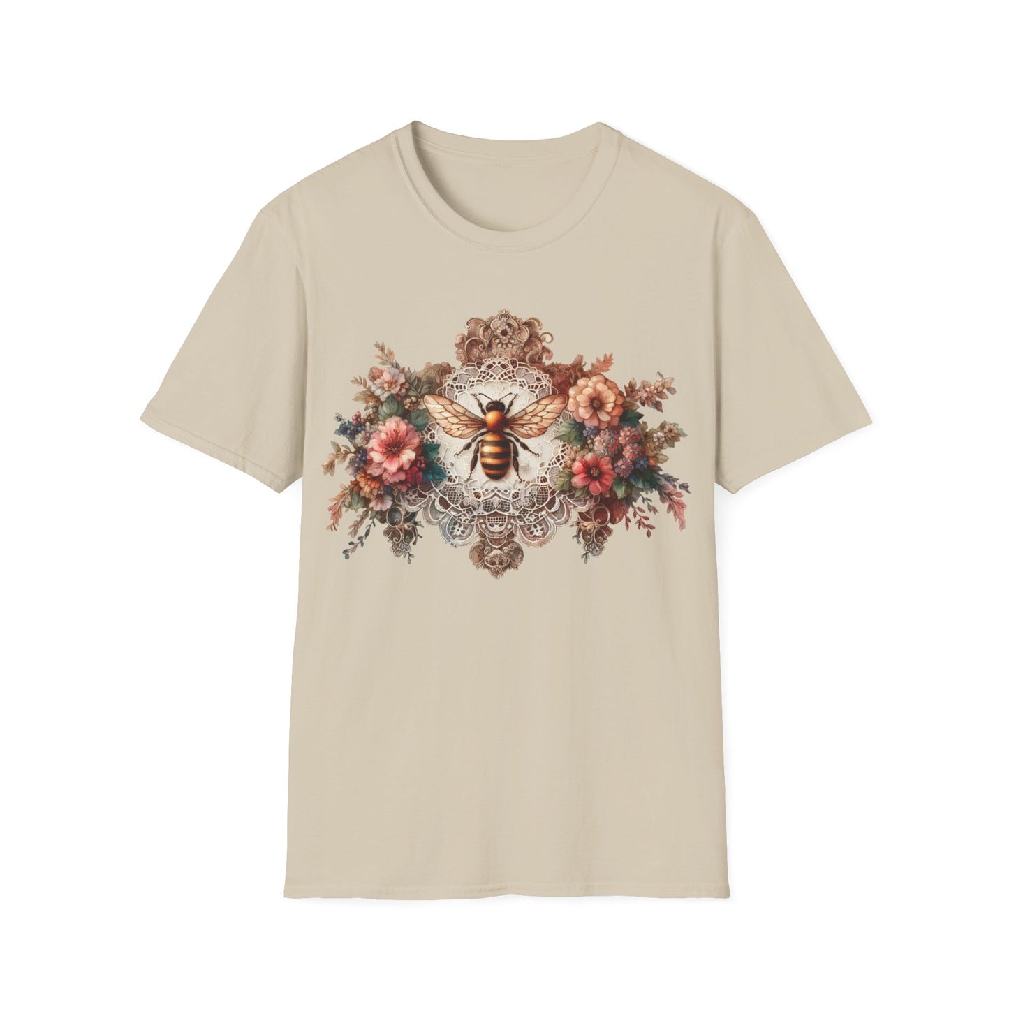 Vintage Inspired Tshirt, Women's Clothing, Lace Honey Bee Design, Gift for Her