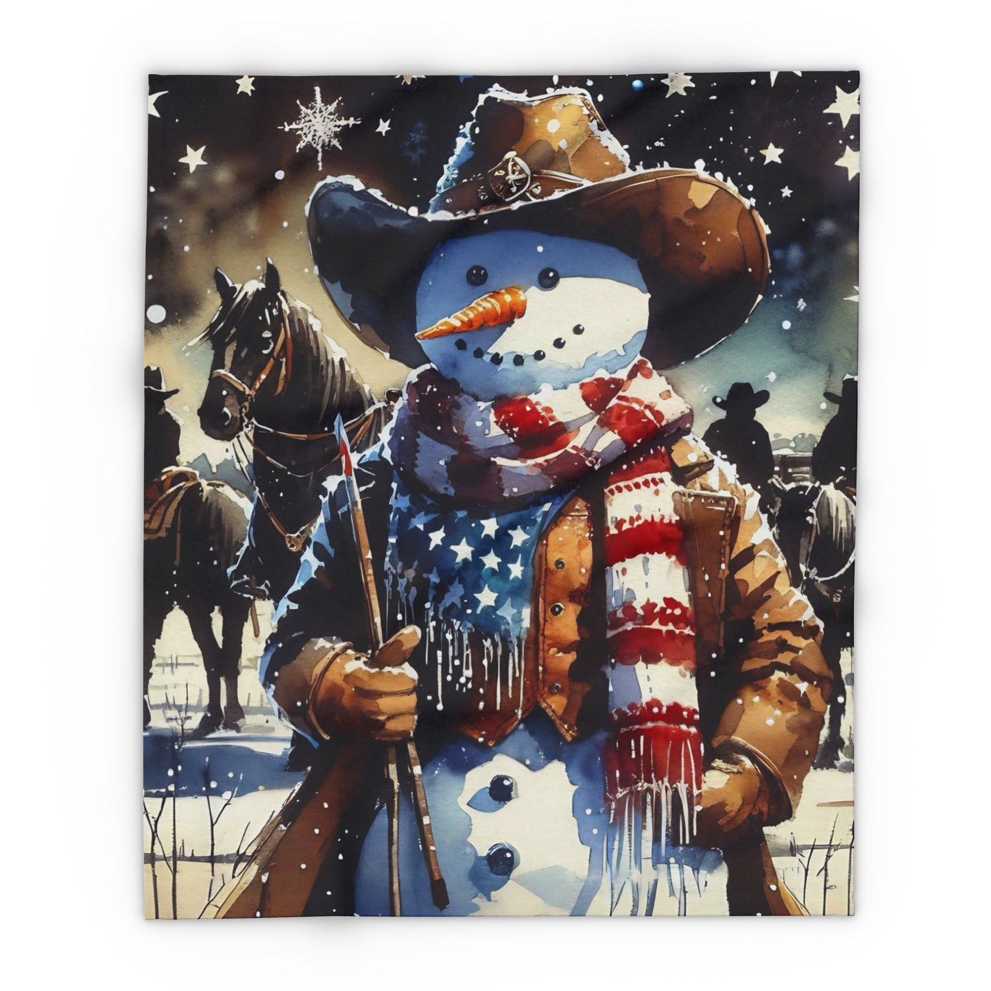 Fleece Blanket Cowboy Snowman Christmas Gift