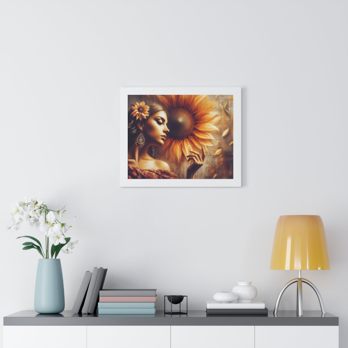 Poetic Sunflower Framed Horizontal Poster