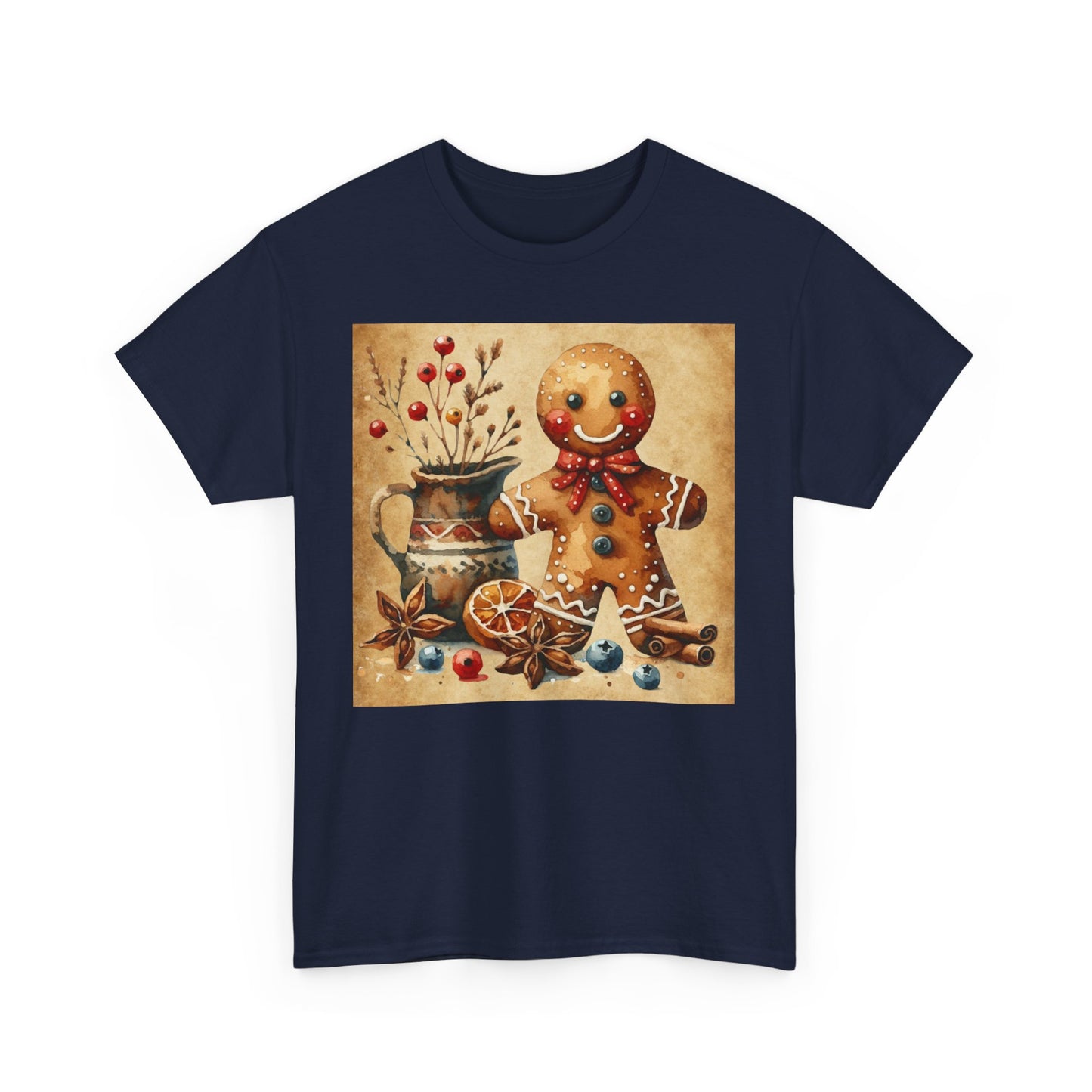 Rustic Gingerbread Man Unisex Heavy Cotton Tee