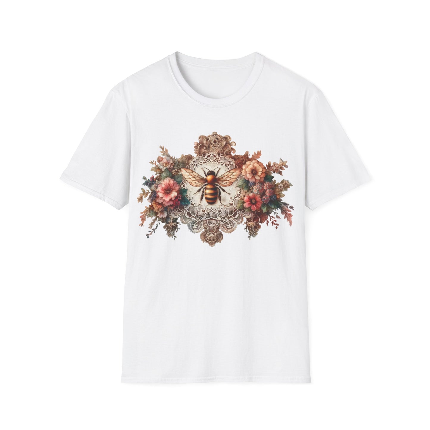 Vintage Inspired Tshirt, Women's Clothing, Lace Honey Bee Design, Gift for Her