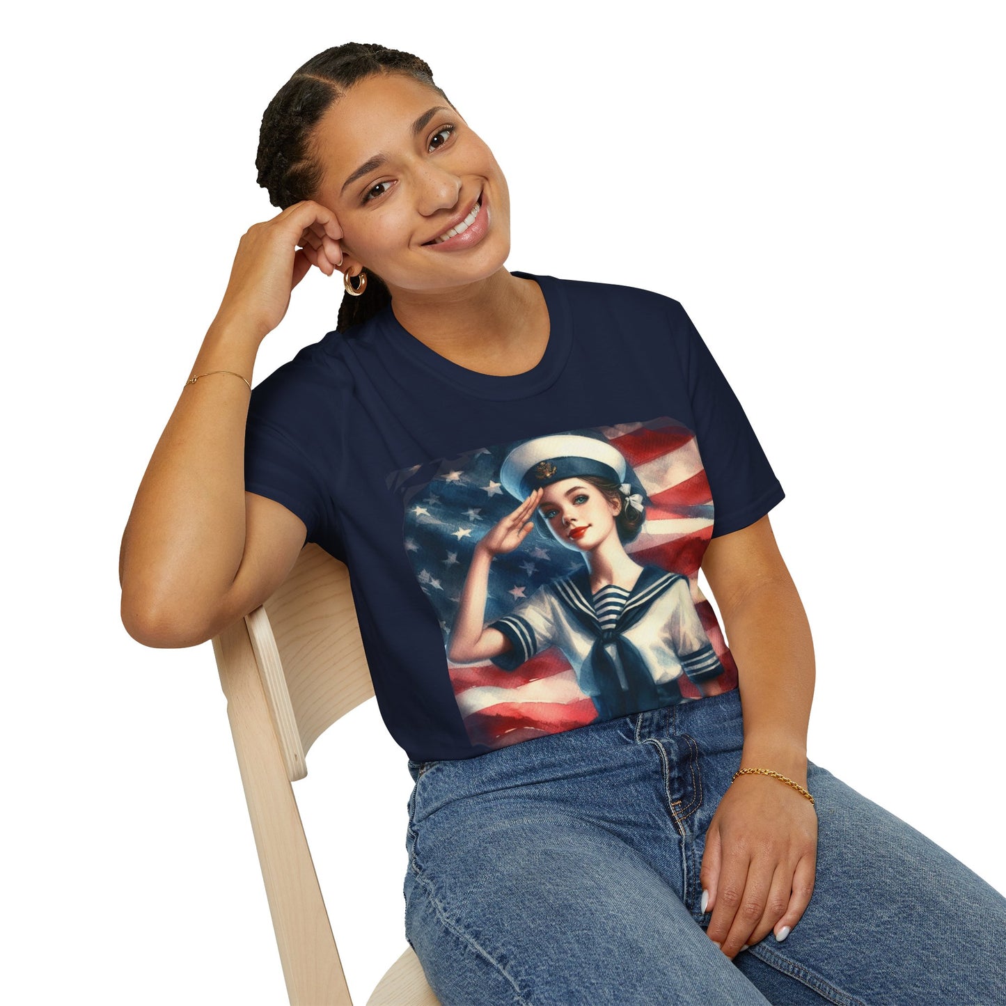 Vintage Sailor Girl Patriotic T-Shirt