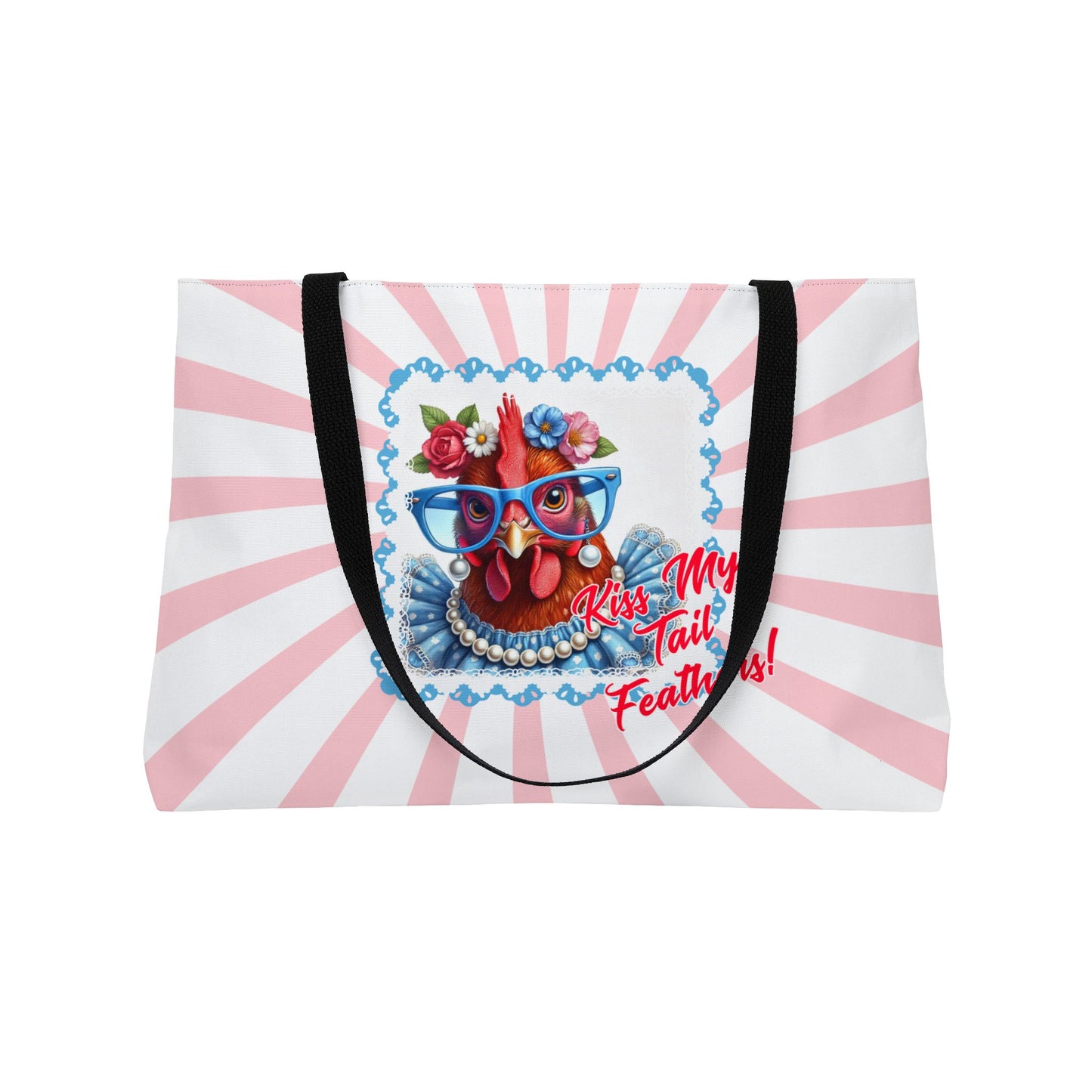Tote Bag - Kiss My Tail Feathers! Dressed Up Red Hen Swirl Design