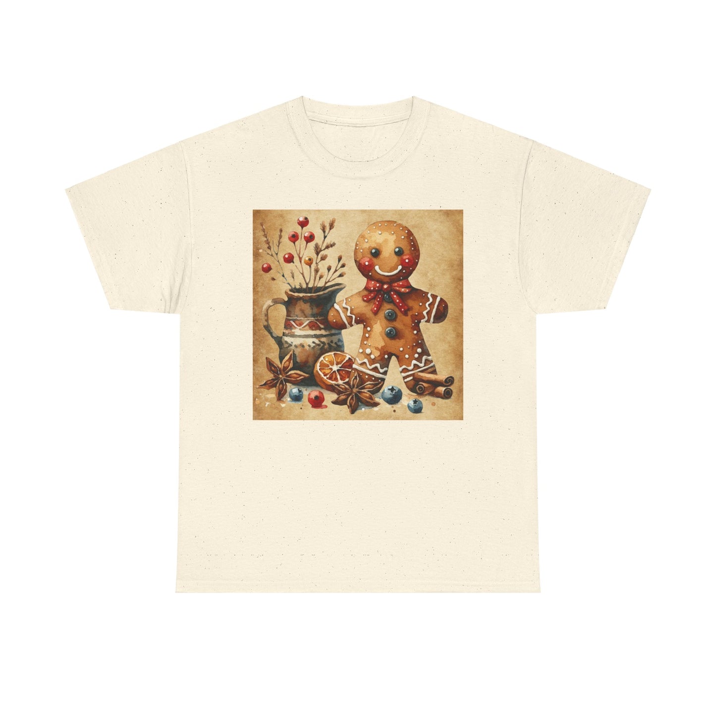 Rustic Gingerbread Man Unisex Heavy Cotton Tee