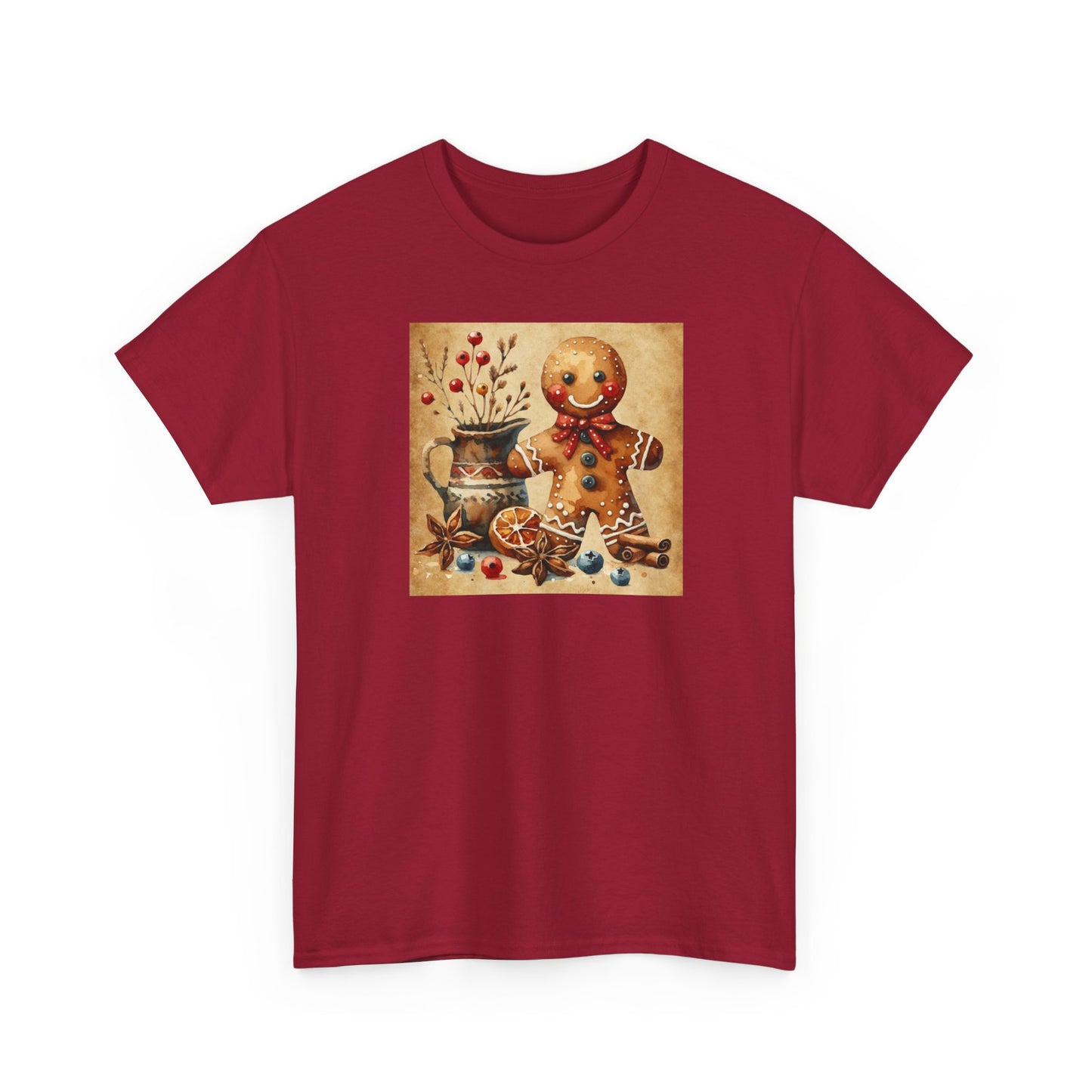 Rustic Gingerbread Man Unisex Heavy Cotton Tee