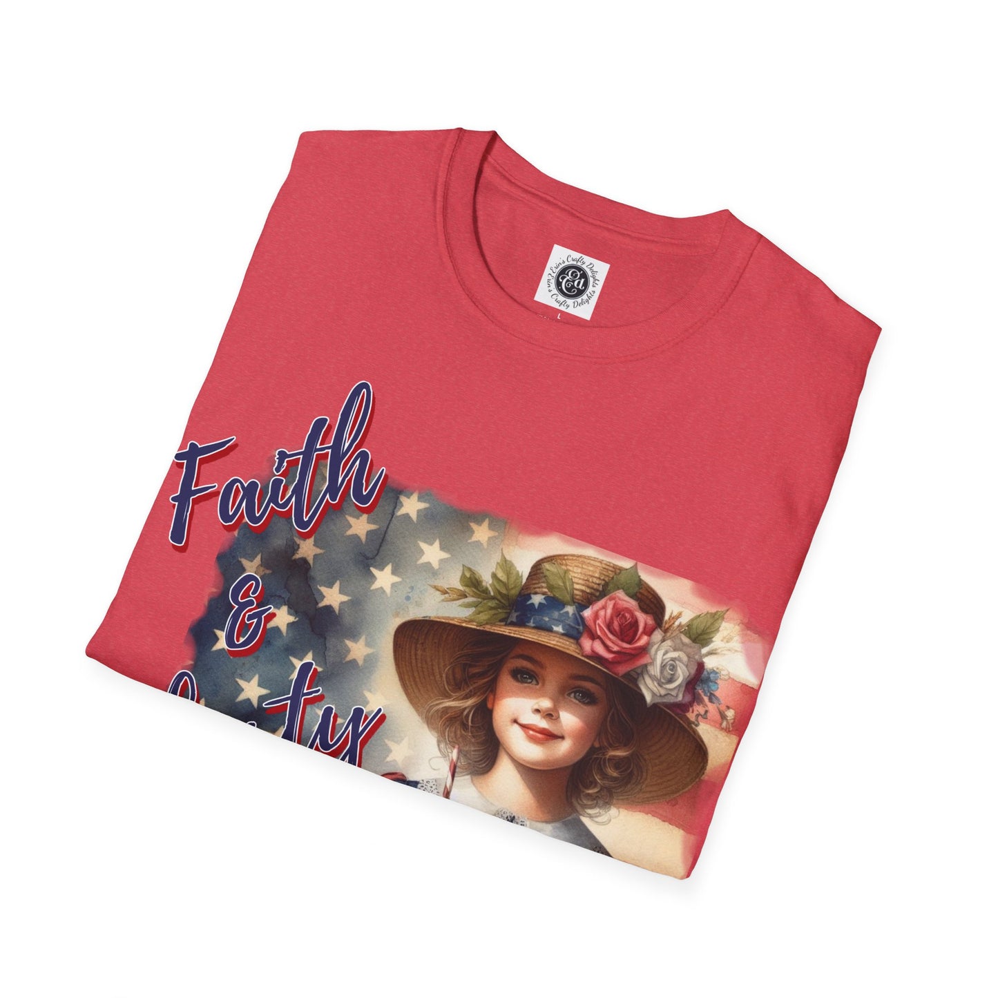 Faith and Liberty Patriotic Pride Flag T-shirt - Women's Clothing Gift for Her, Gift for Women, Independence Day 4th of July