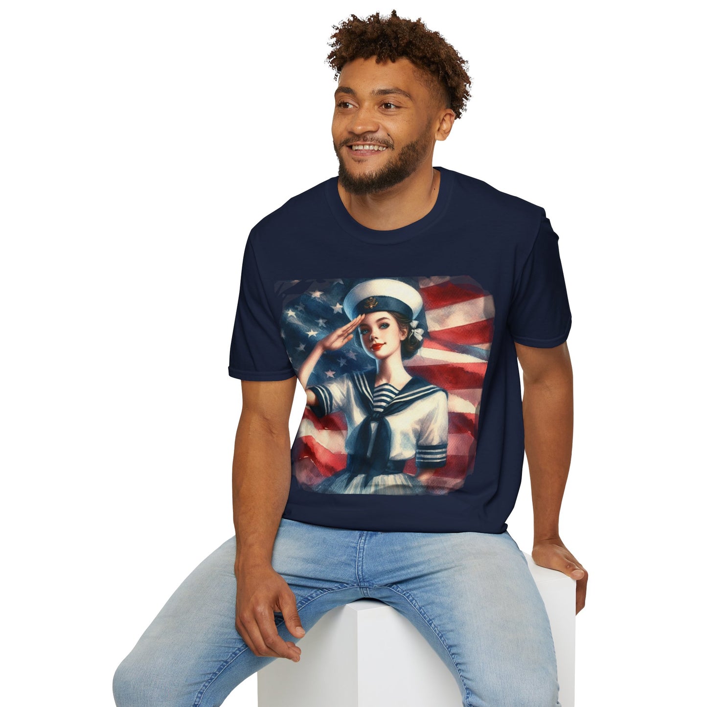 Vintage Sailor Girl Patriotic T-Shirt