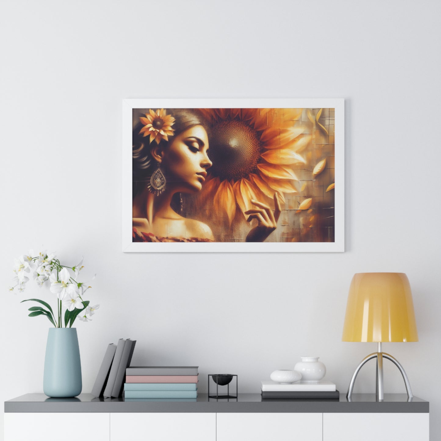 Poetic Sunflower Framed Horizontal Poster