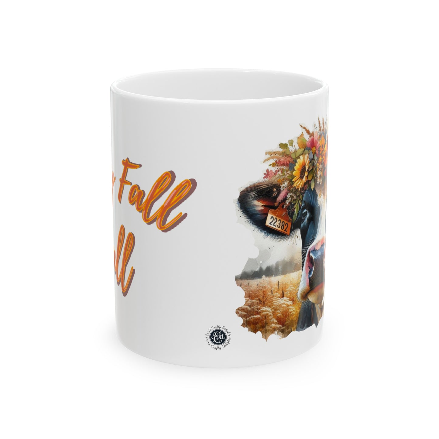 Happy Fall Y'all Cow Ceramic Mug, (11oz, 15oz)
