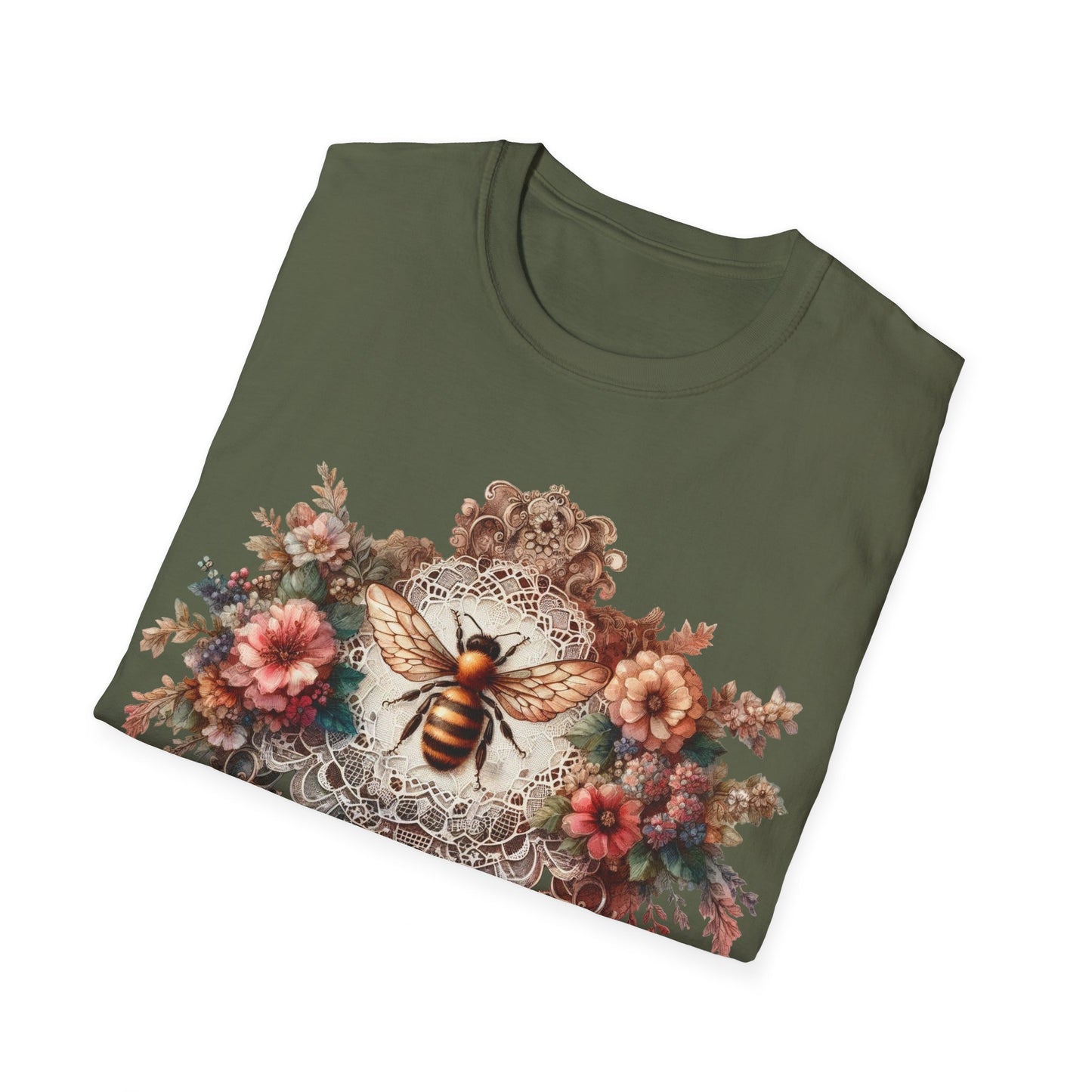 Vintage Inspired Tshirt, Women's Clothing, Lace Honey Bee Design, Gift for Her