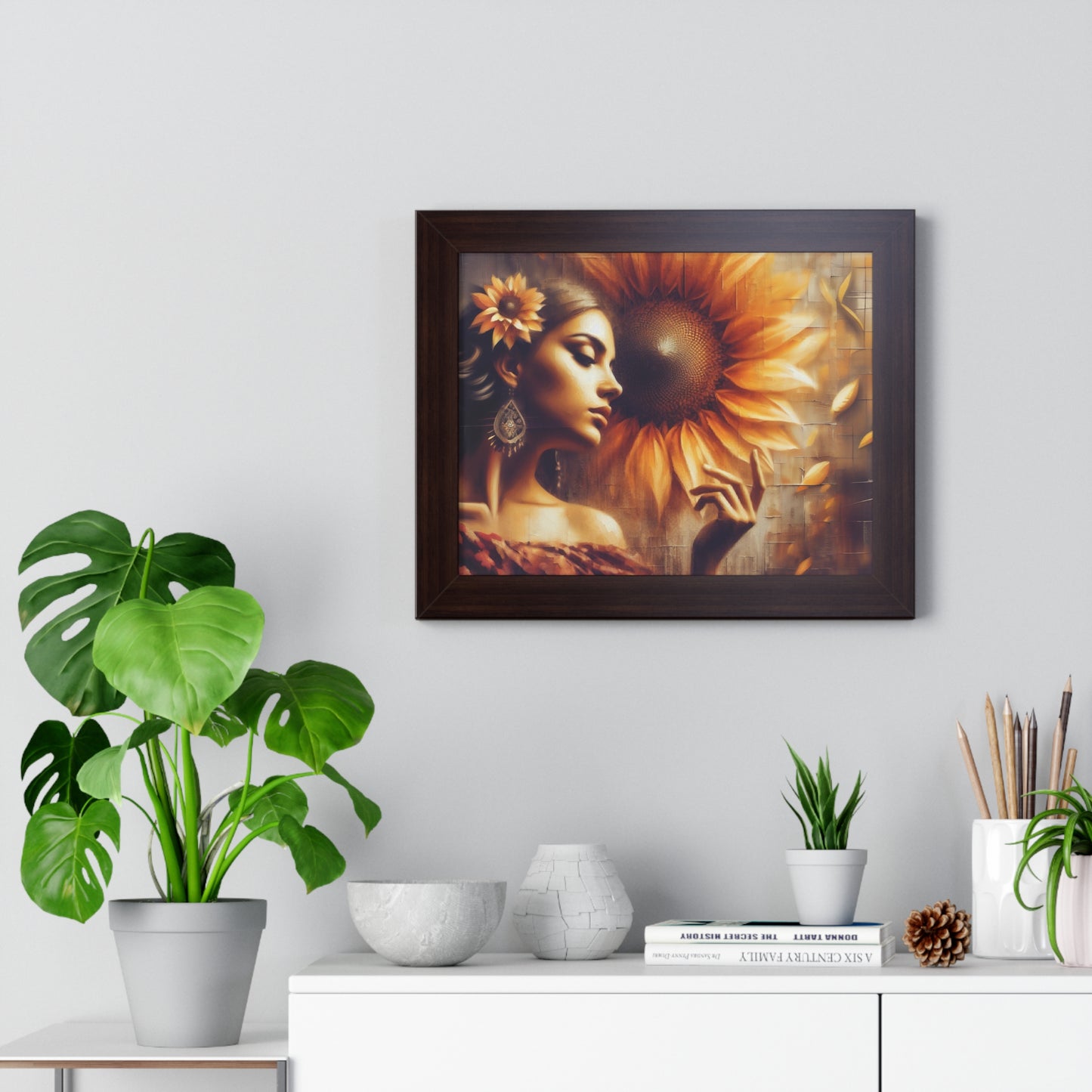 Poetic Sunflower Framed Horizontal Poster