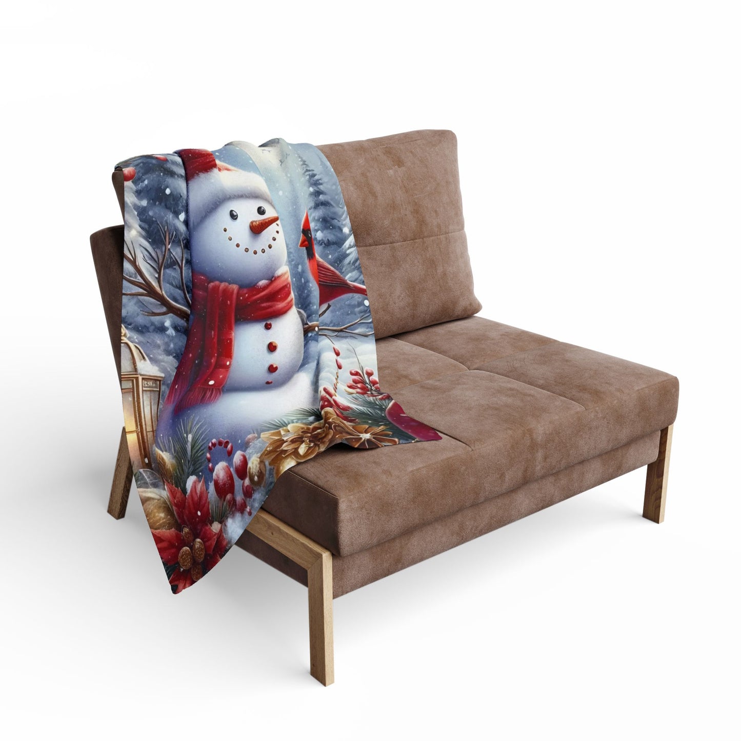 Fleece Blanket - Winter Wonder Snowman and Cardinal Christmas Decor