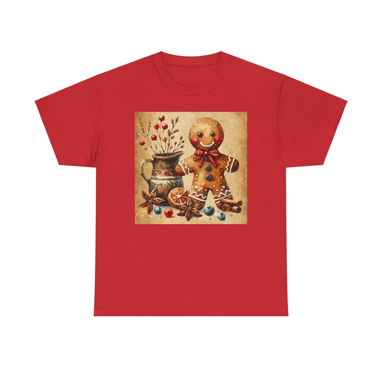 Rustic Gingerbread Man Unisex Heavy Cotton Tee