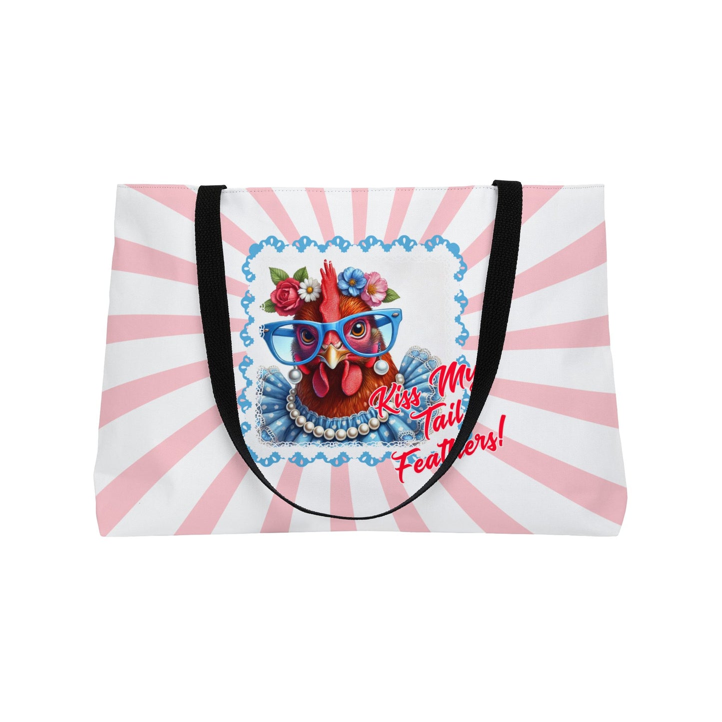 Tote Bag - Kiss My Tail Feathers! Dressed Up Red Hen Swirl Design