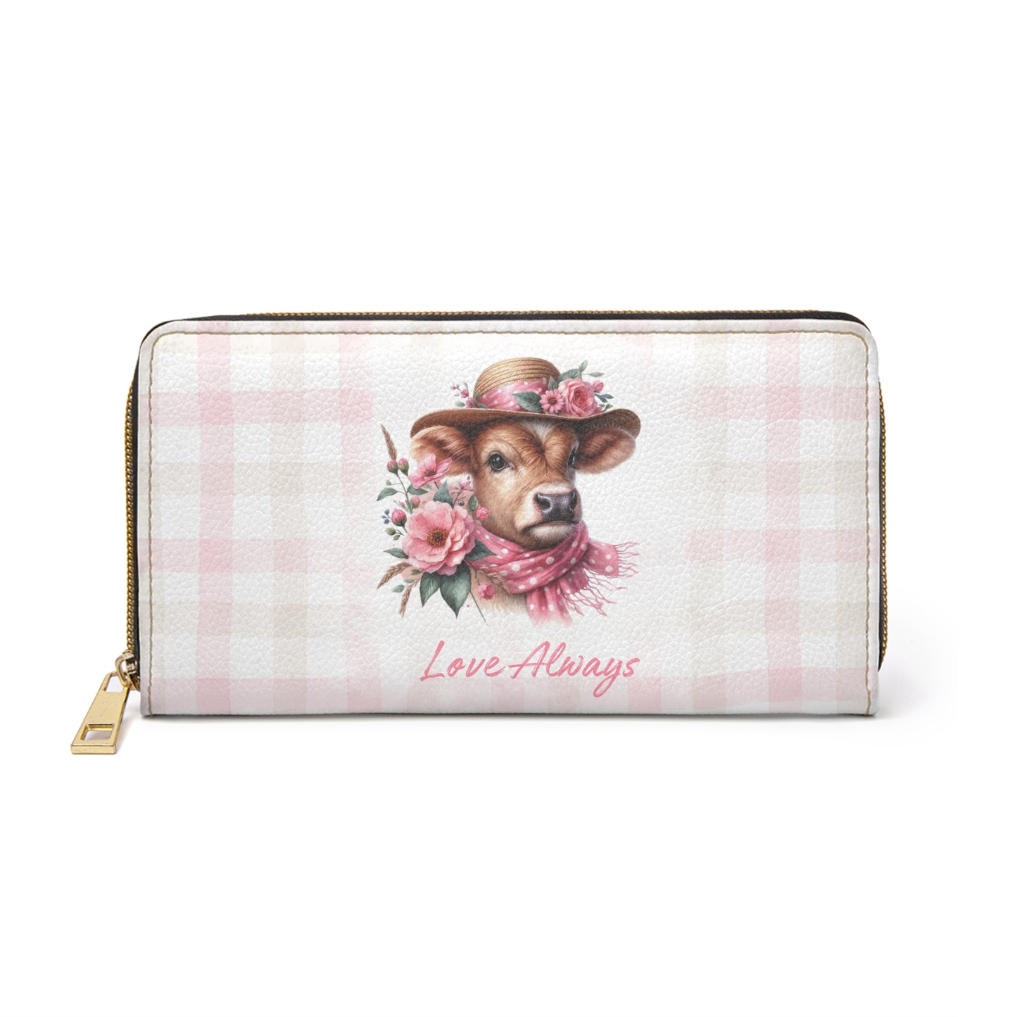 Zipper Wallet Love Always Dressed Up Cow Design