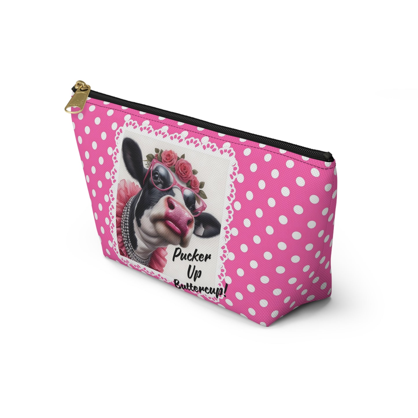 Accessory Pouch - Pucker Up Buttercup! Dressed up Holstein cow design
